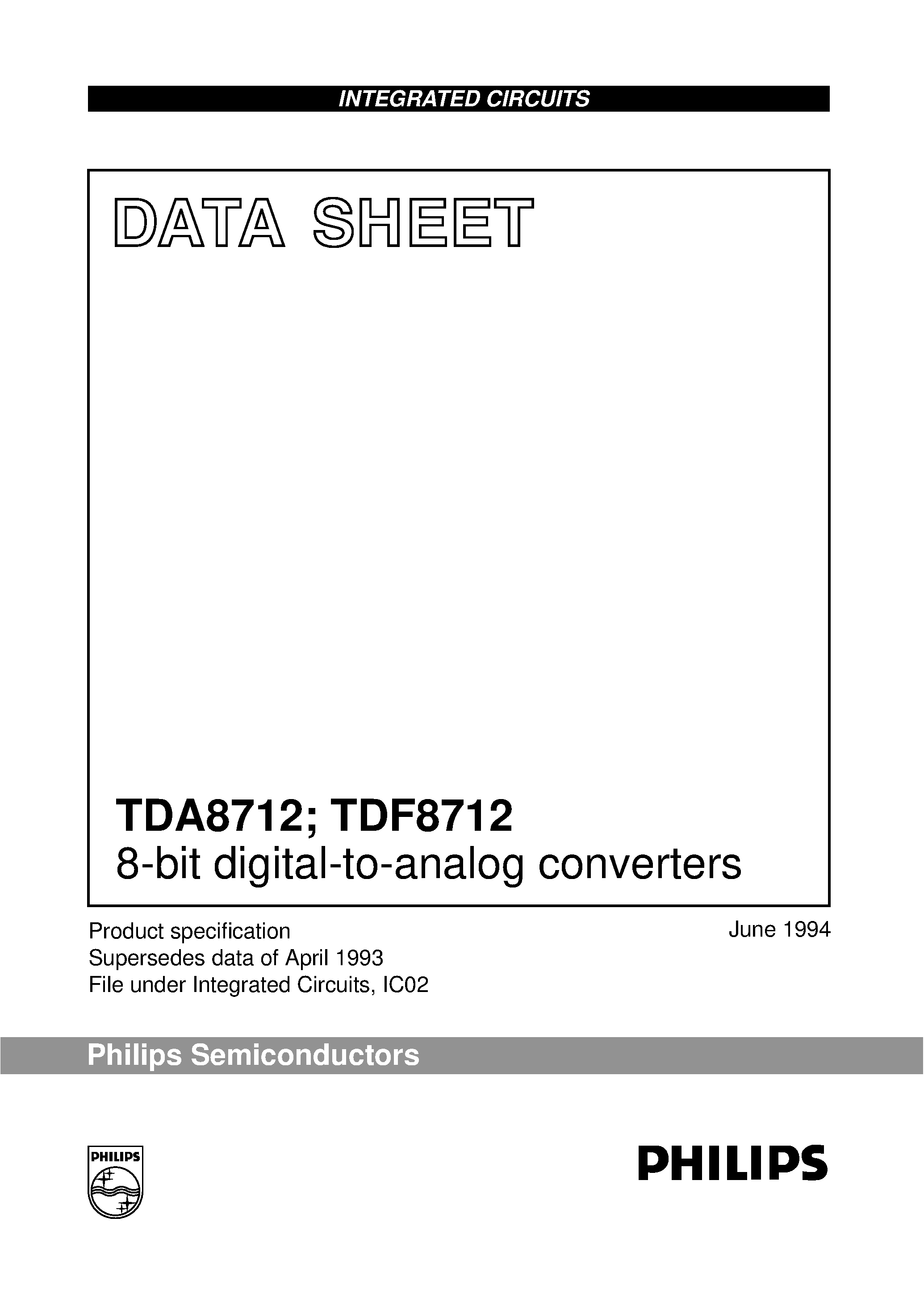 Даташит TDA8712 - 8-bit digital-to-analog converters страница 1