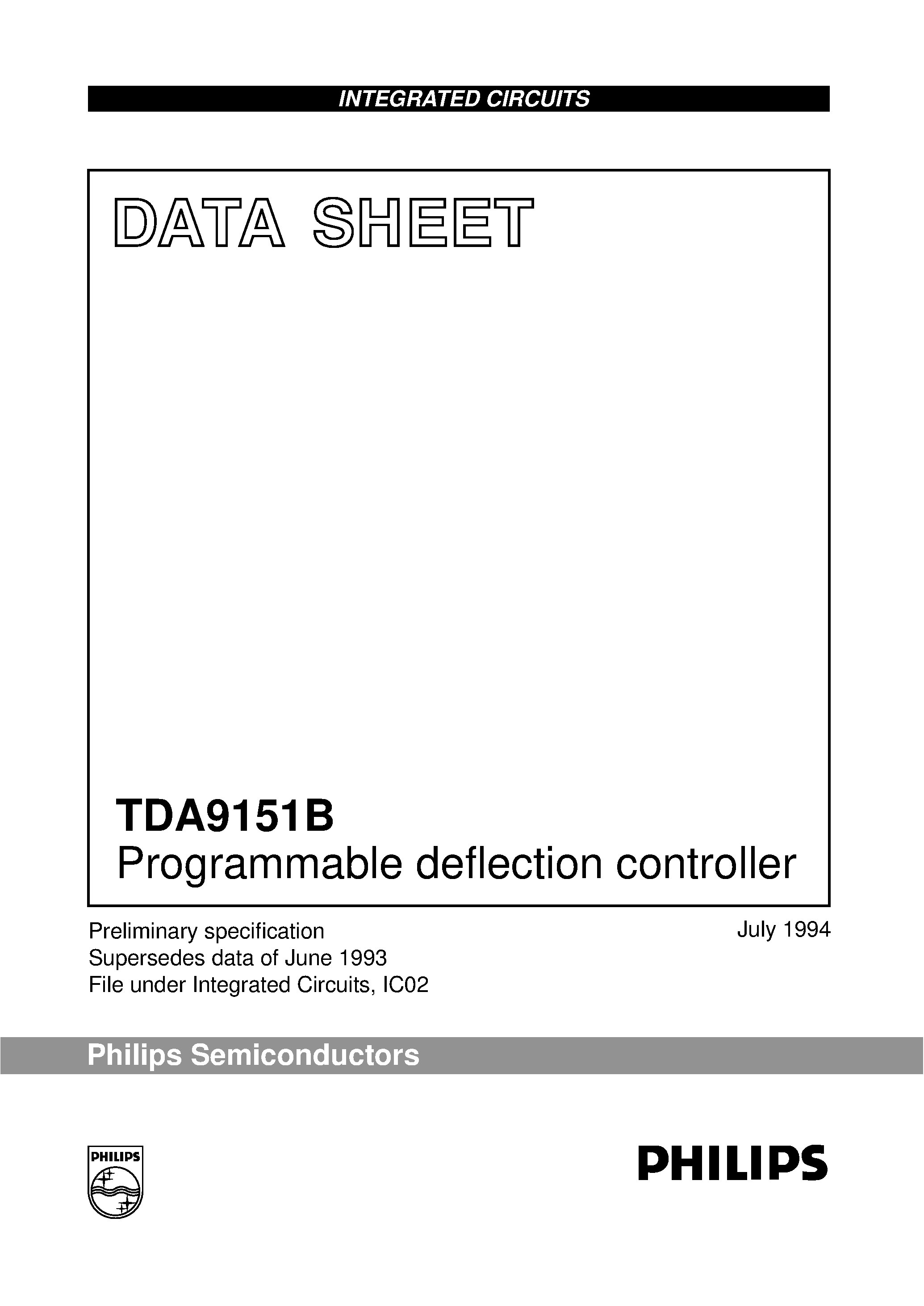 Даташит TDA9151B - Programmable deflection controller страница 1