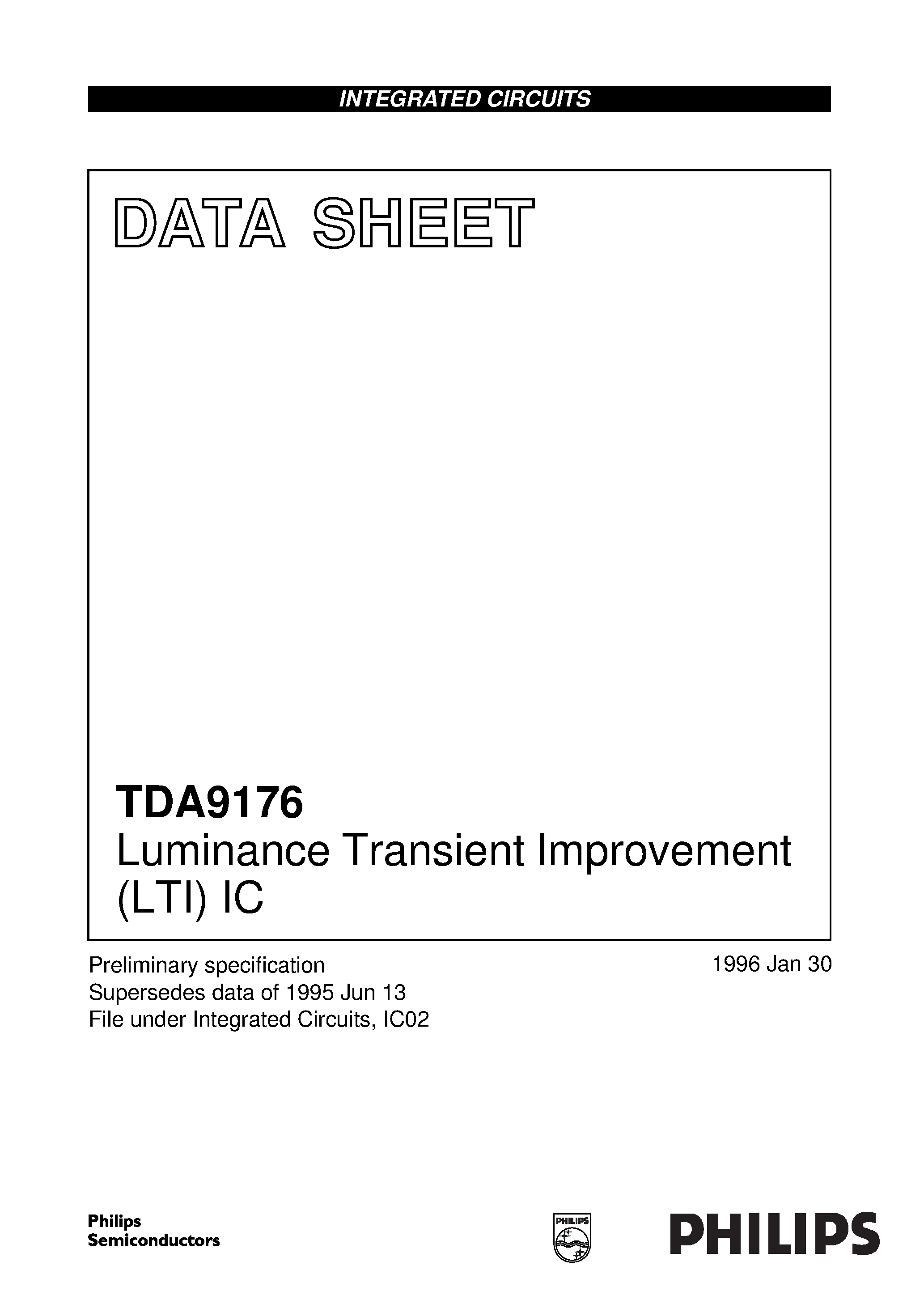 Даташит TDA9176 - Luminance Transient Improvement LTI IC страница 1