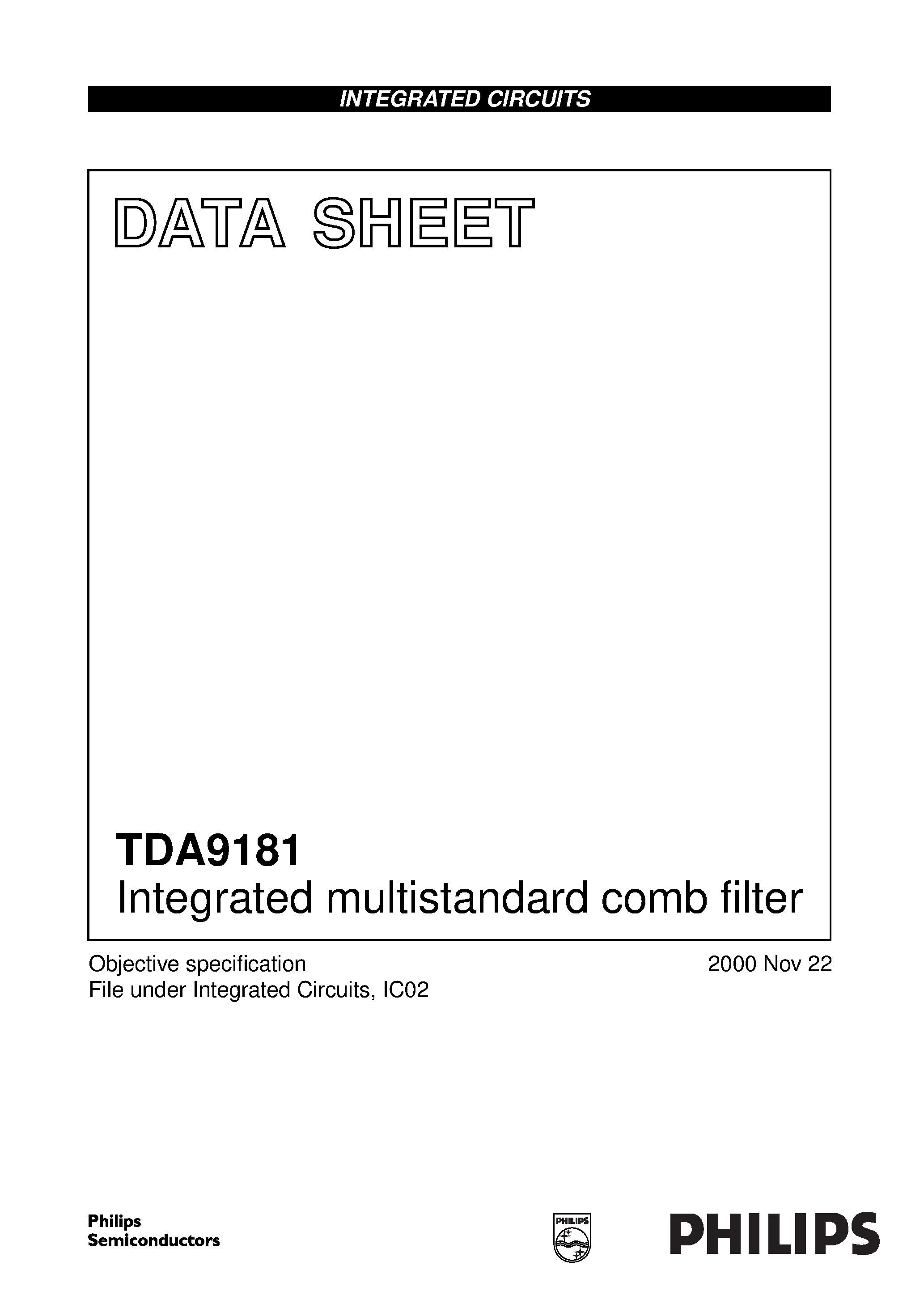 Даташит TDA9181P - Integrated multistandard comb filter страница 1