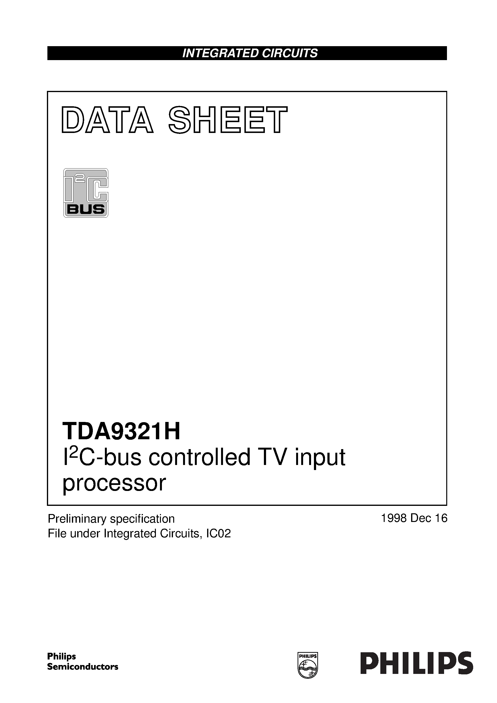 Даташит TDA9321 - I2C-bus controlled TV input processor страница 1