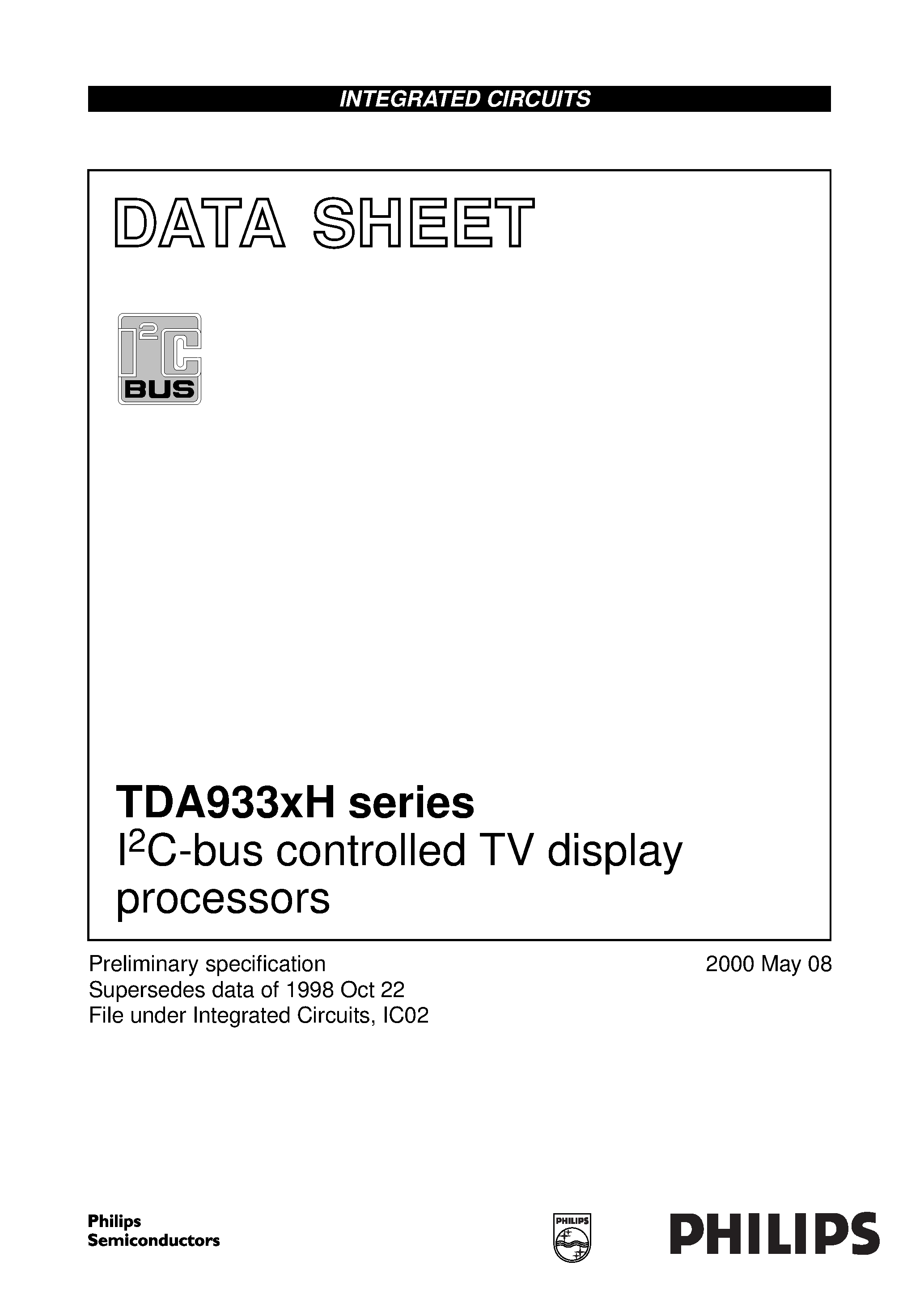 Даташит TDA9330 - I2C-bus controlled TV display processors страница 1