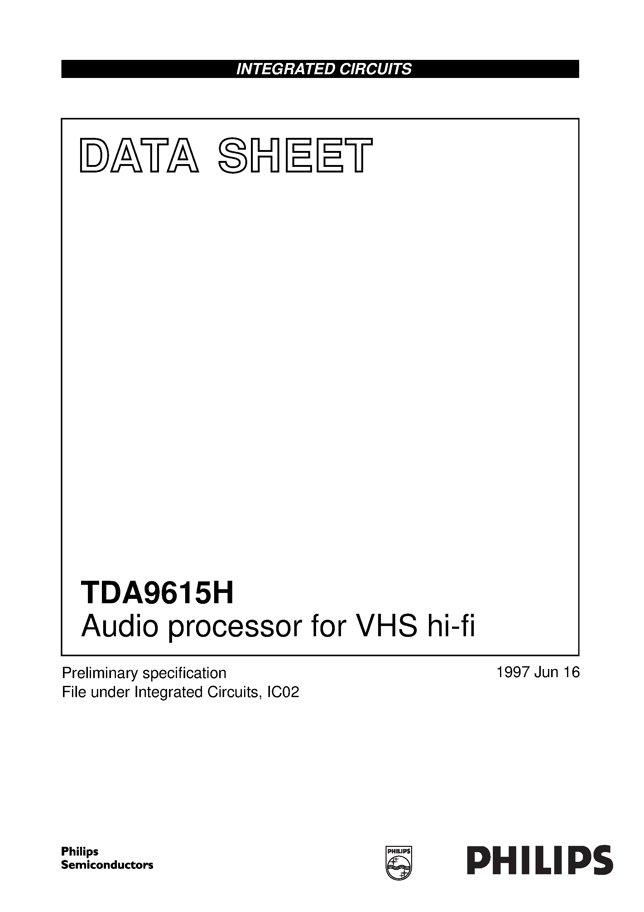 Даташит TDA9615 - Audio processor for VHS hi-fi страница 1