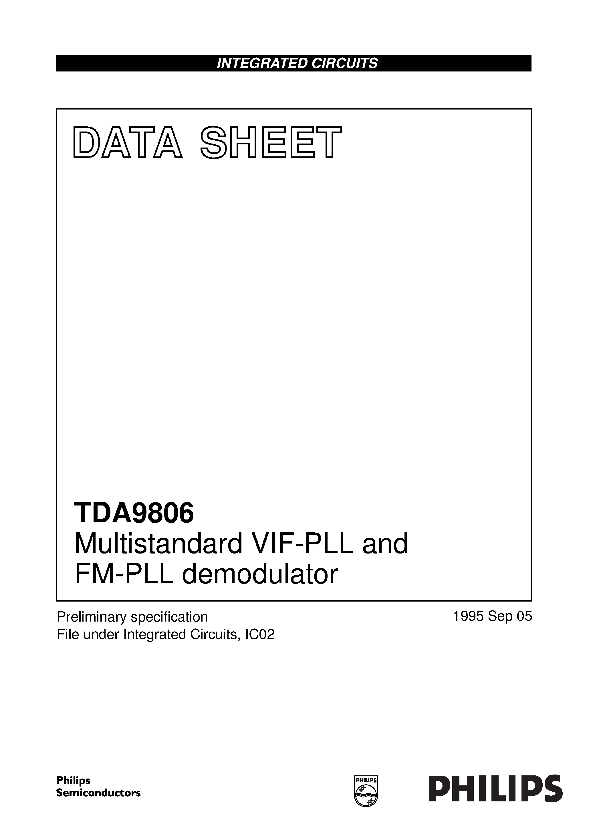 Даташит TDA9806 - Multistandard VIF-PLL and FM-PLL demodulator страница 1