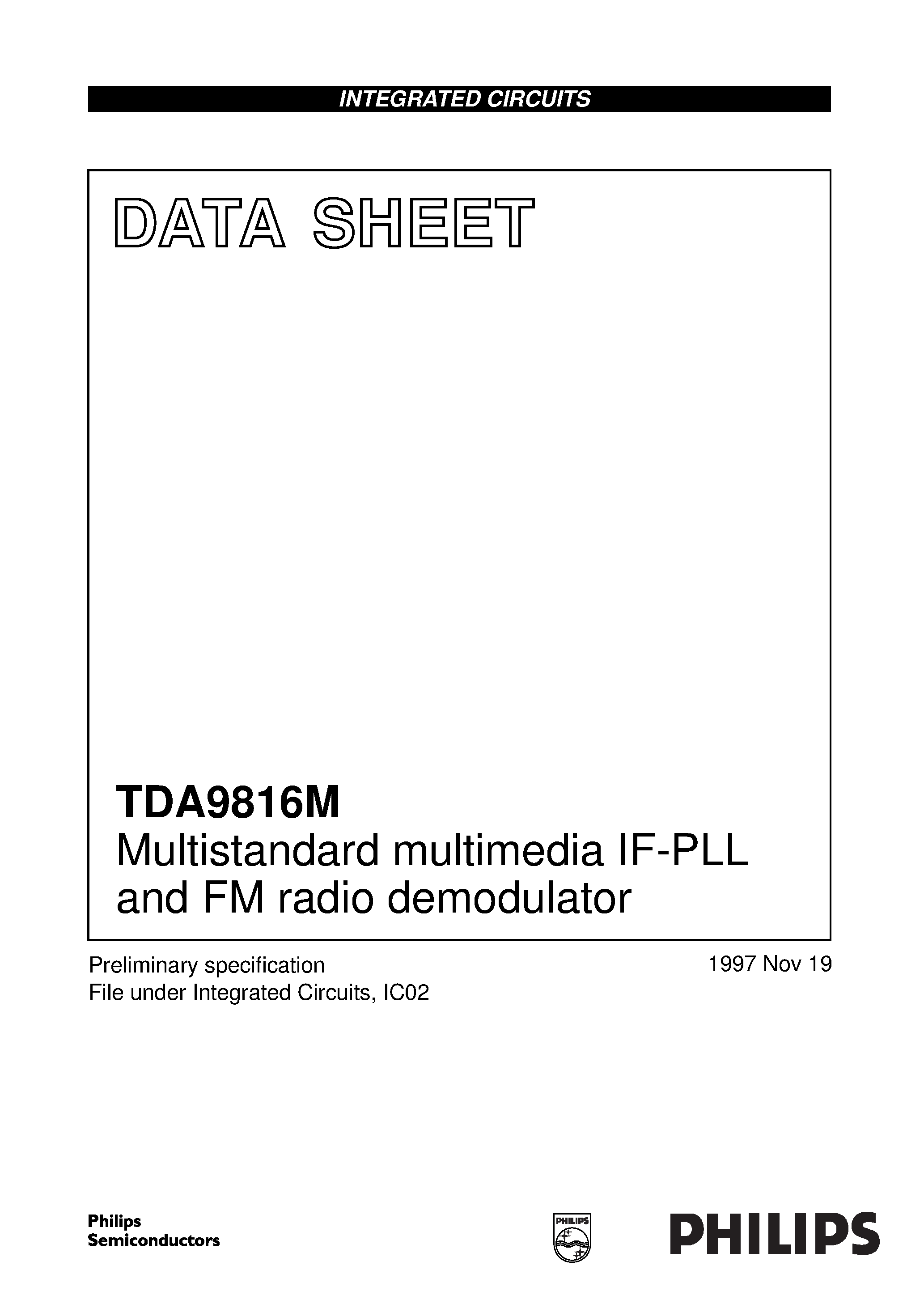 Даташит TDA9816M - Multistandard multimedia IF-PLL and FM radio demodulator страница 1