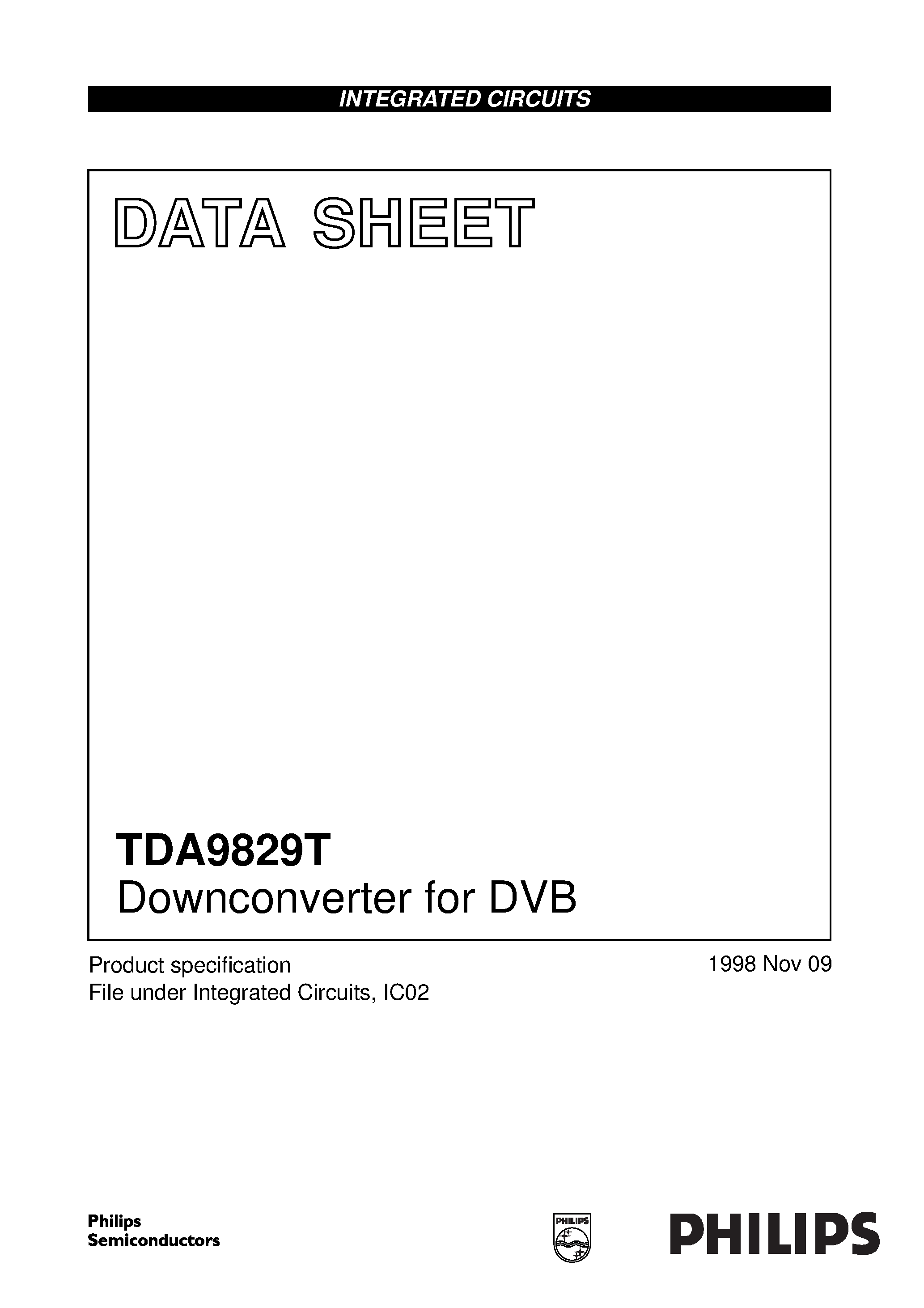 Даташит TDA9829T - Downconverter for DVB страница 1