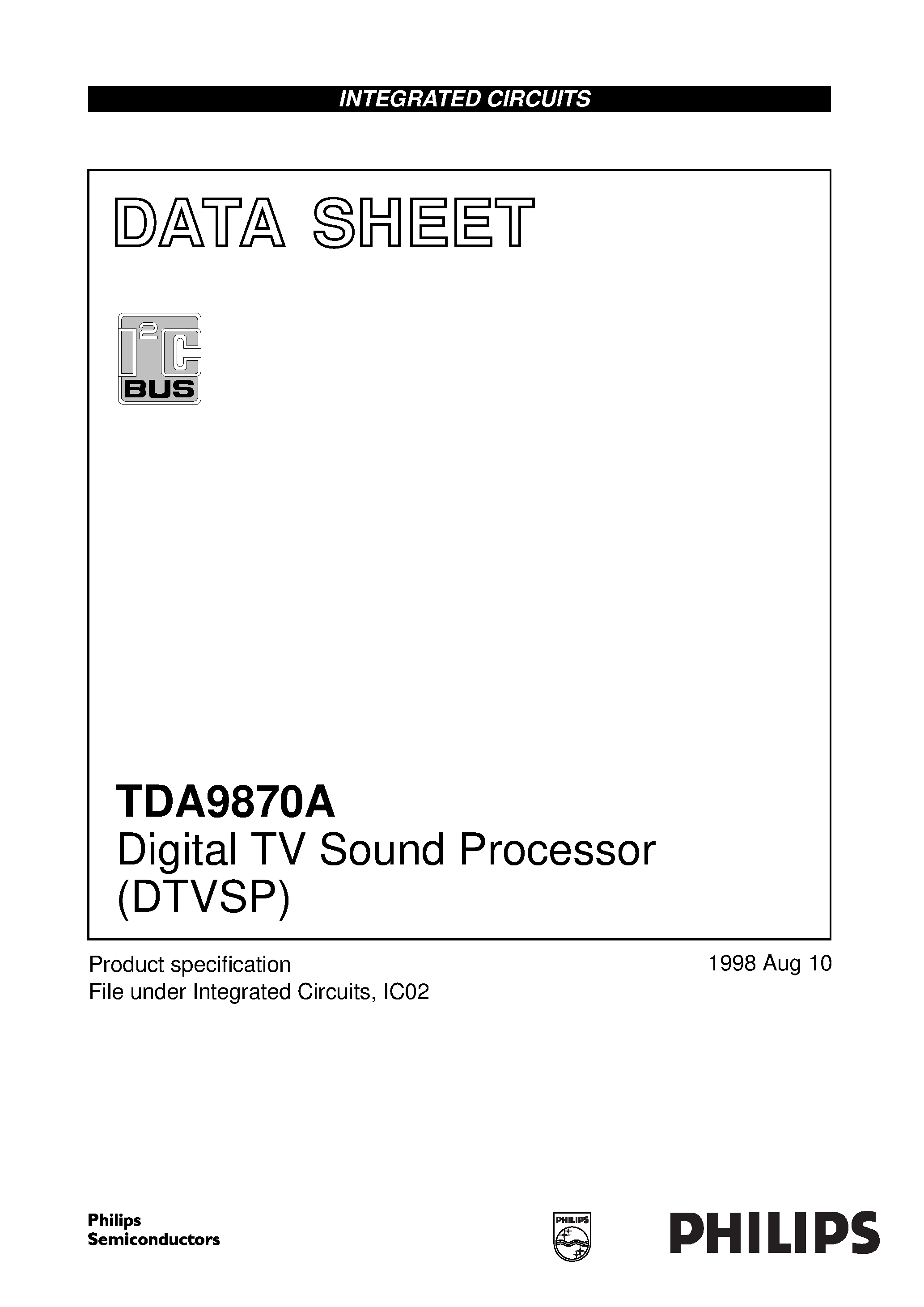 Даташит TDA9870A - Digital TV Sound Processor DTVSP страница 1