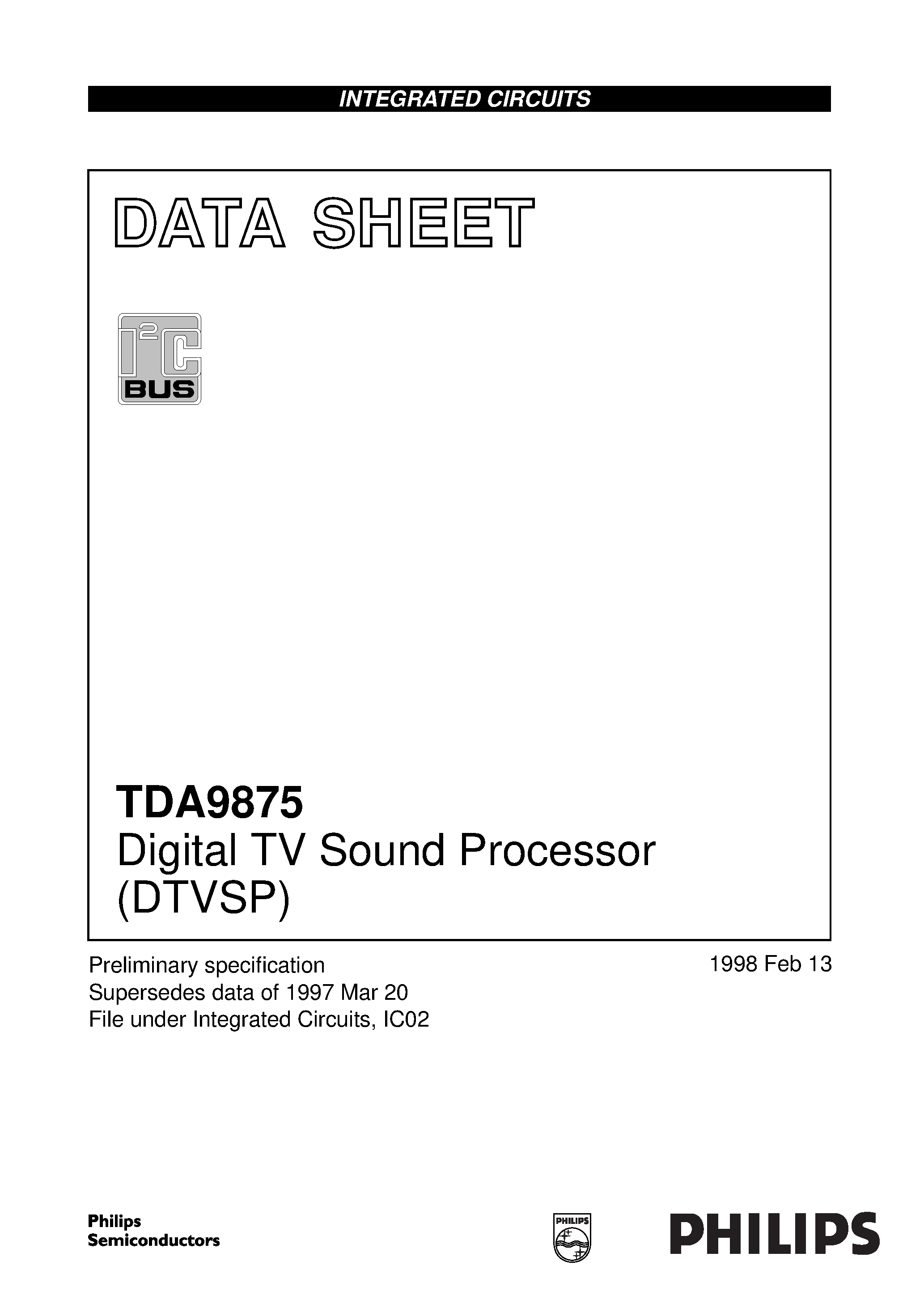 Даташит TDA9875 - Digital TV Sound Processor DTVSP страница 1