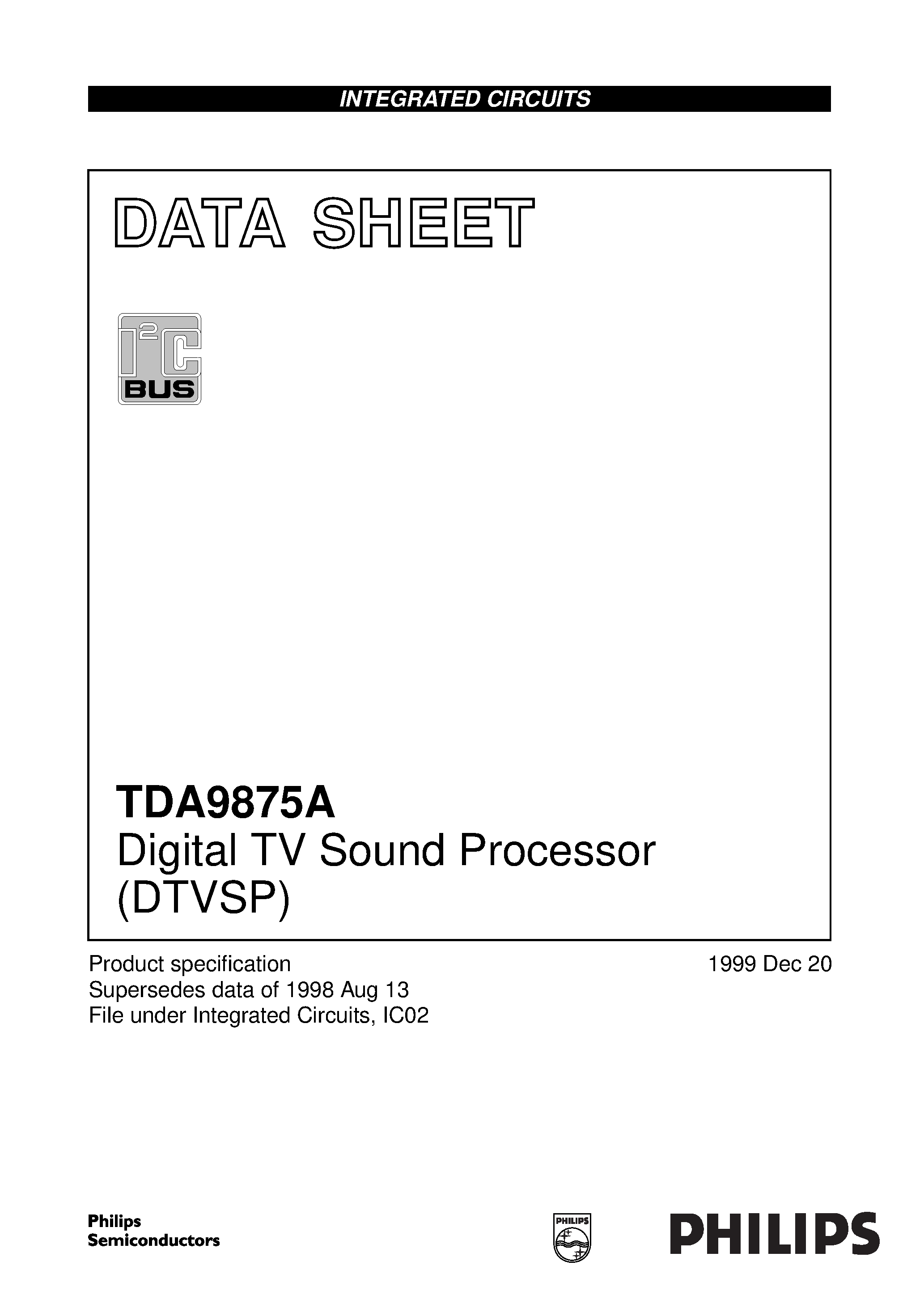 Даташит TDA9875A - Digital TV Sound Processor DTVSP страница 1