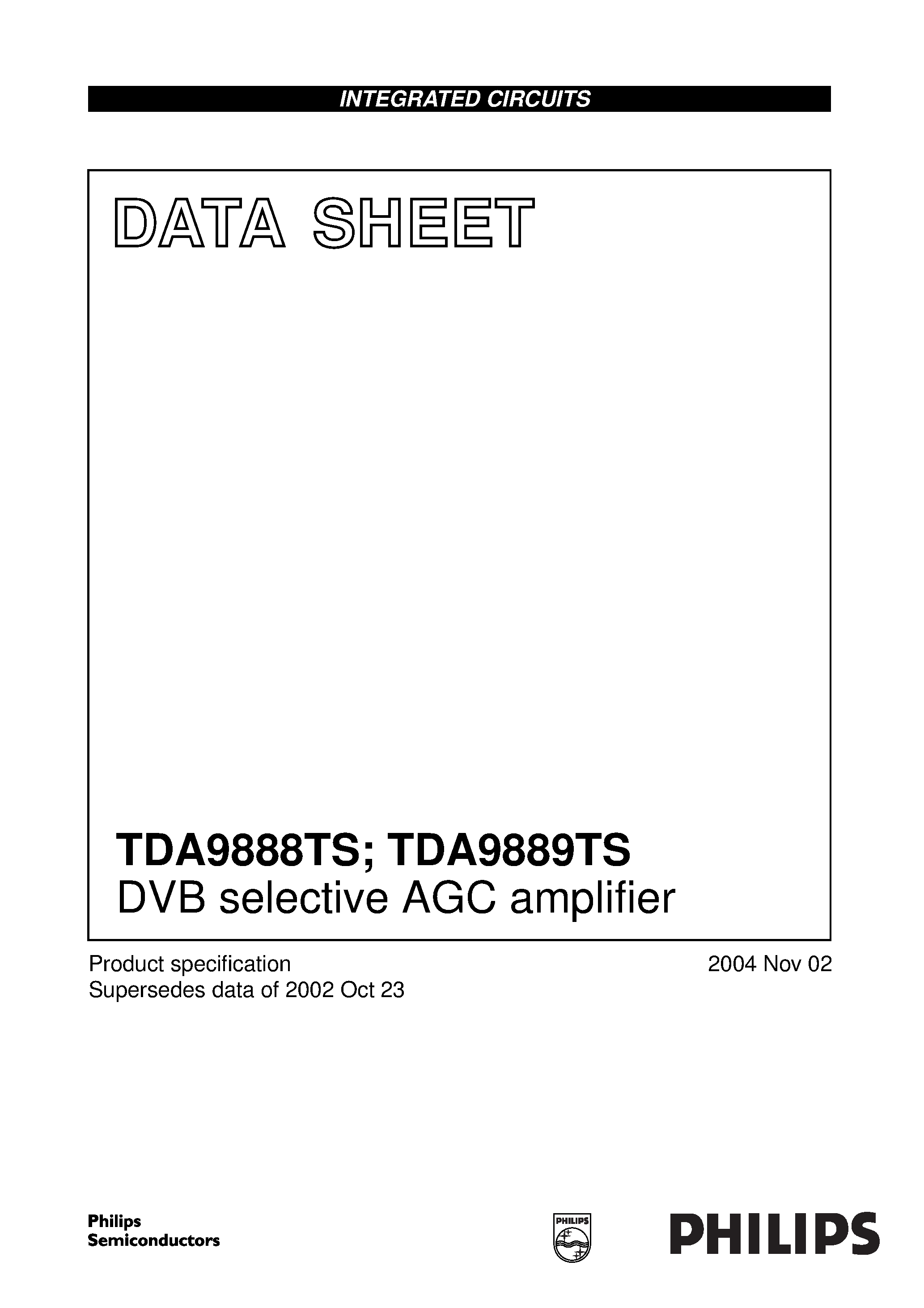 Даташит TDA9888 - DVB selective AGC amplifier страница 1