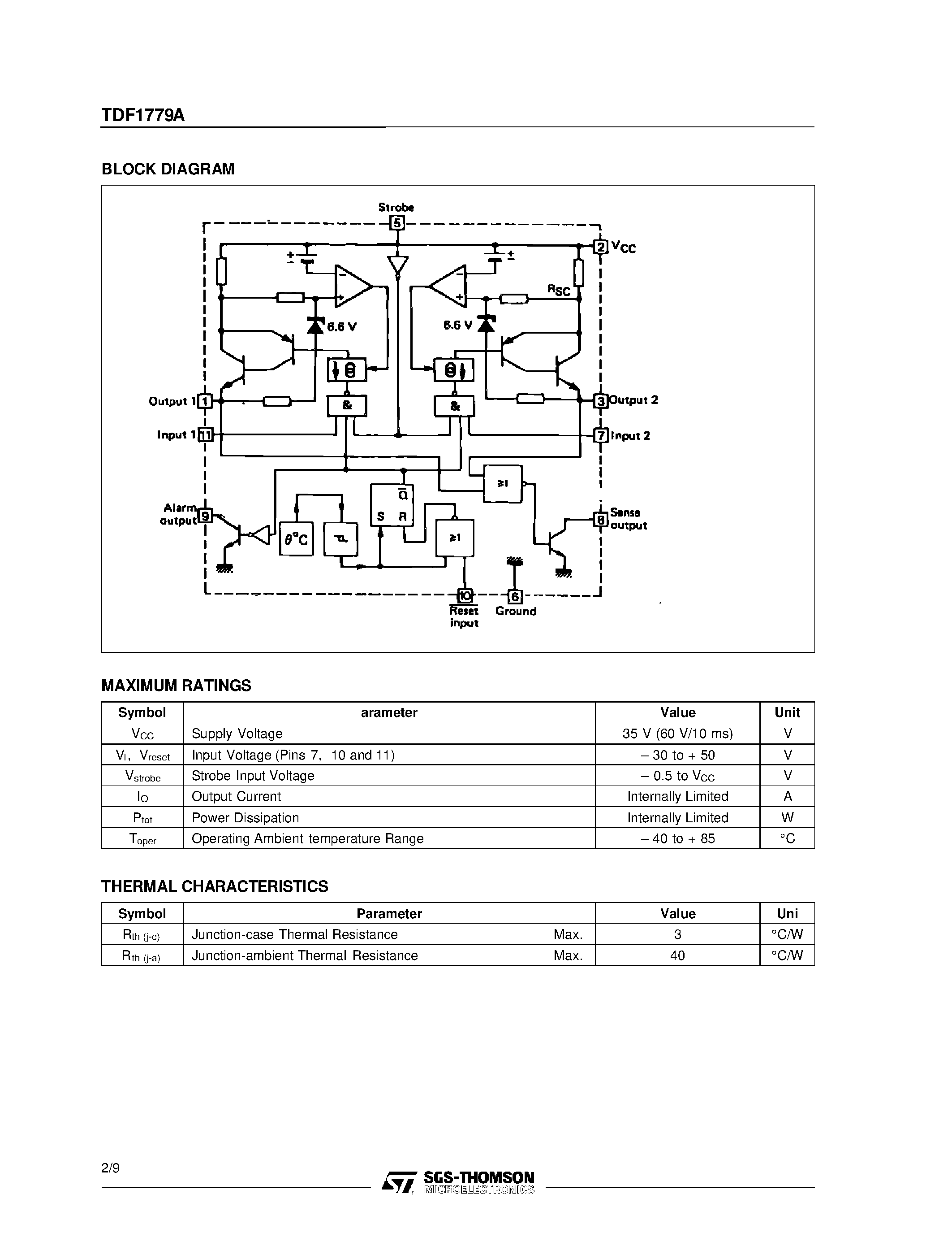 Даташит TDF1779 - DUAL 2-A SOURCE DRIVER страница 2