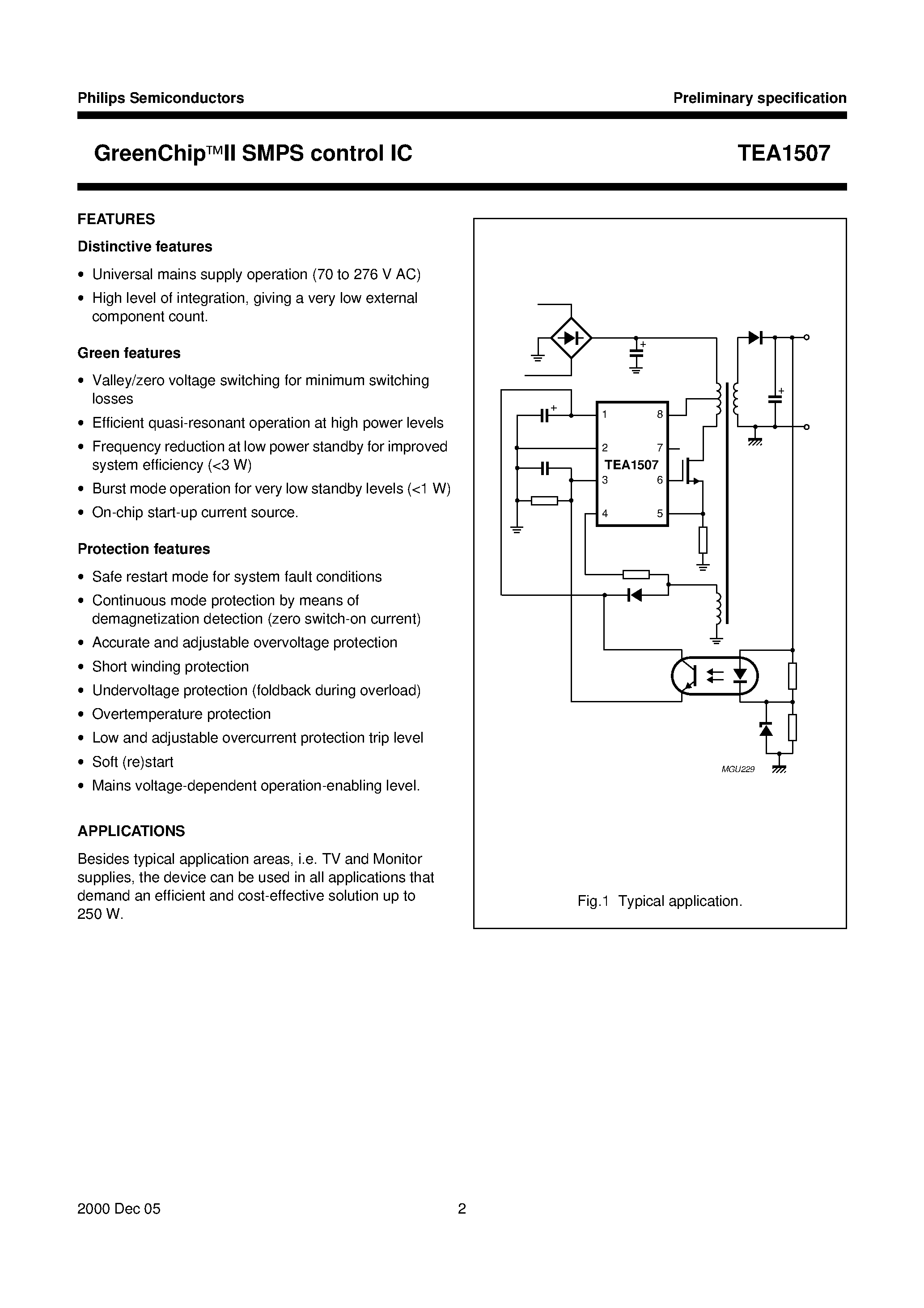 Datasheet TEA1507 - GreenChipII SMPS control IC page 2