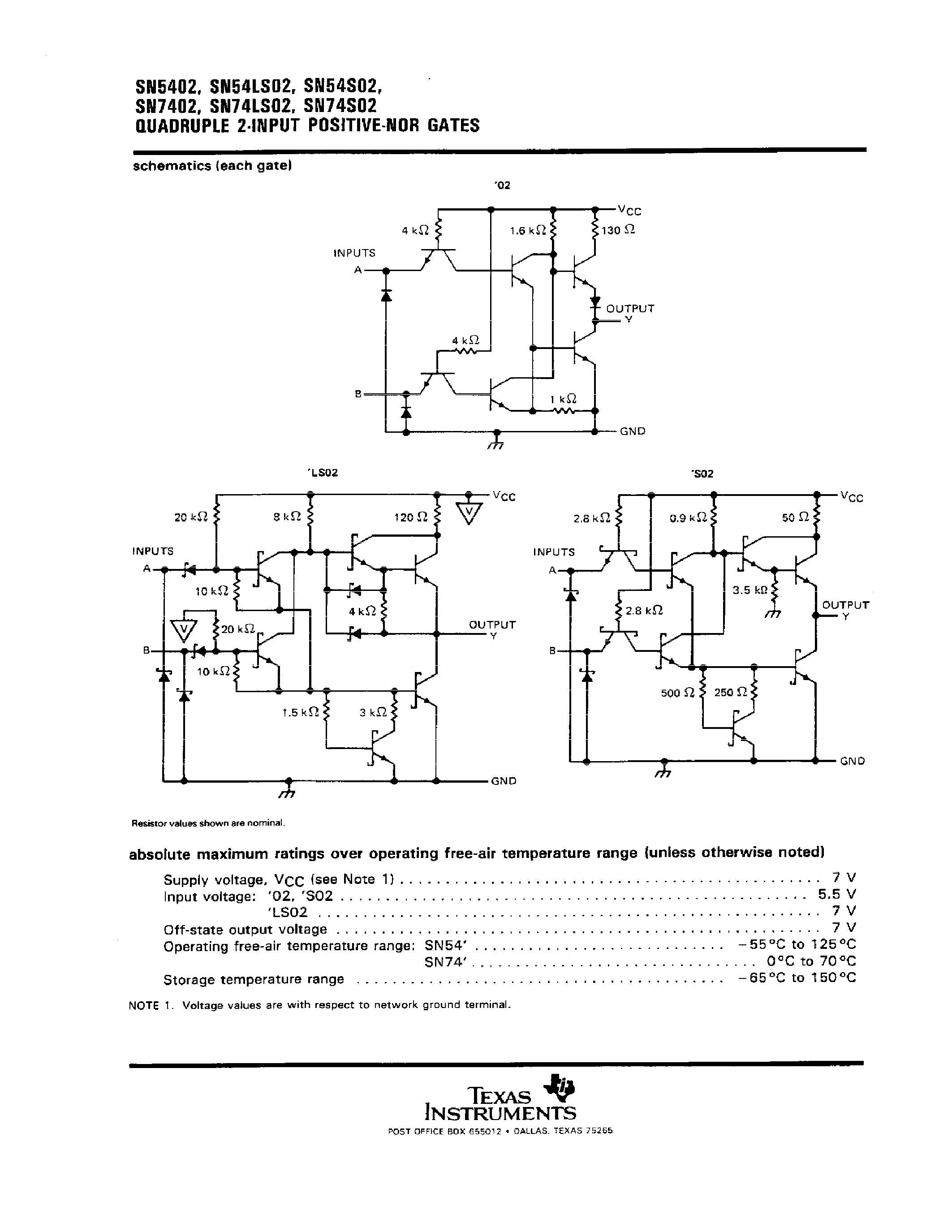 Даташит SN54LS02J - QUAD 2-INPUT NOR GATE страница 2