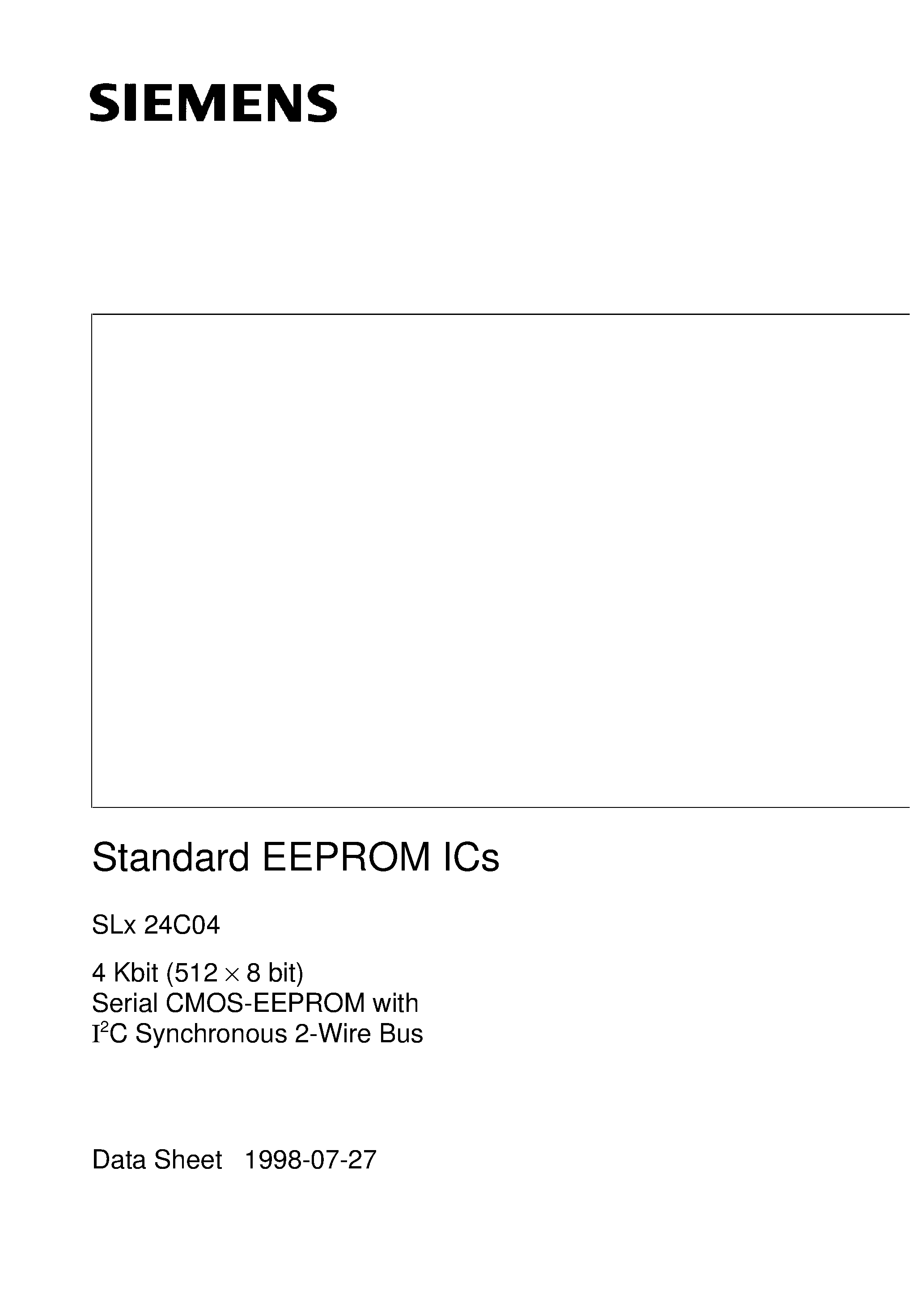 Даташит SLA24C04 - 4 Kbit 512 x 8 bit Serial CMOS EEPROMs/ I2C Synchronous 2-Wire Bus/ Page Protection Mode страница 1