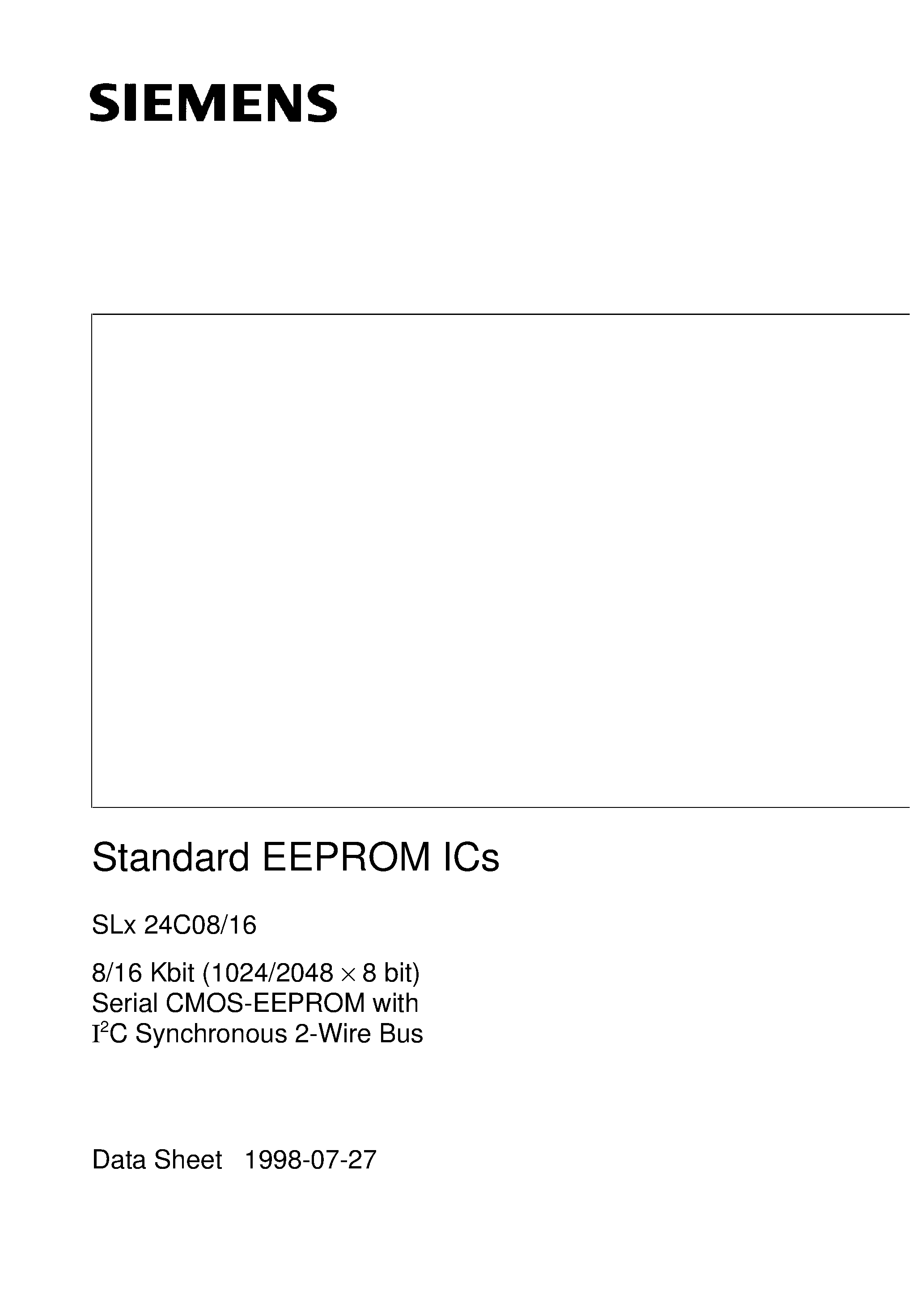 Даташит SLA24C08-D - 8/16 Kbit 1024/2048 x 8 bit Serial CMOS EEPROMs/ I2C Synchronous 2-Wire Bus страница 1