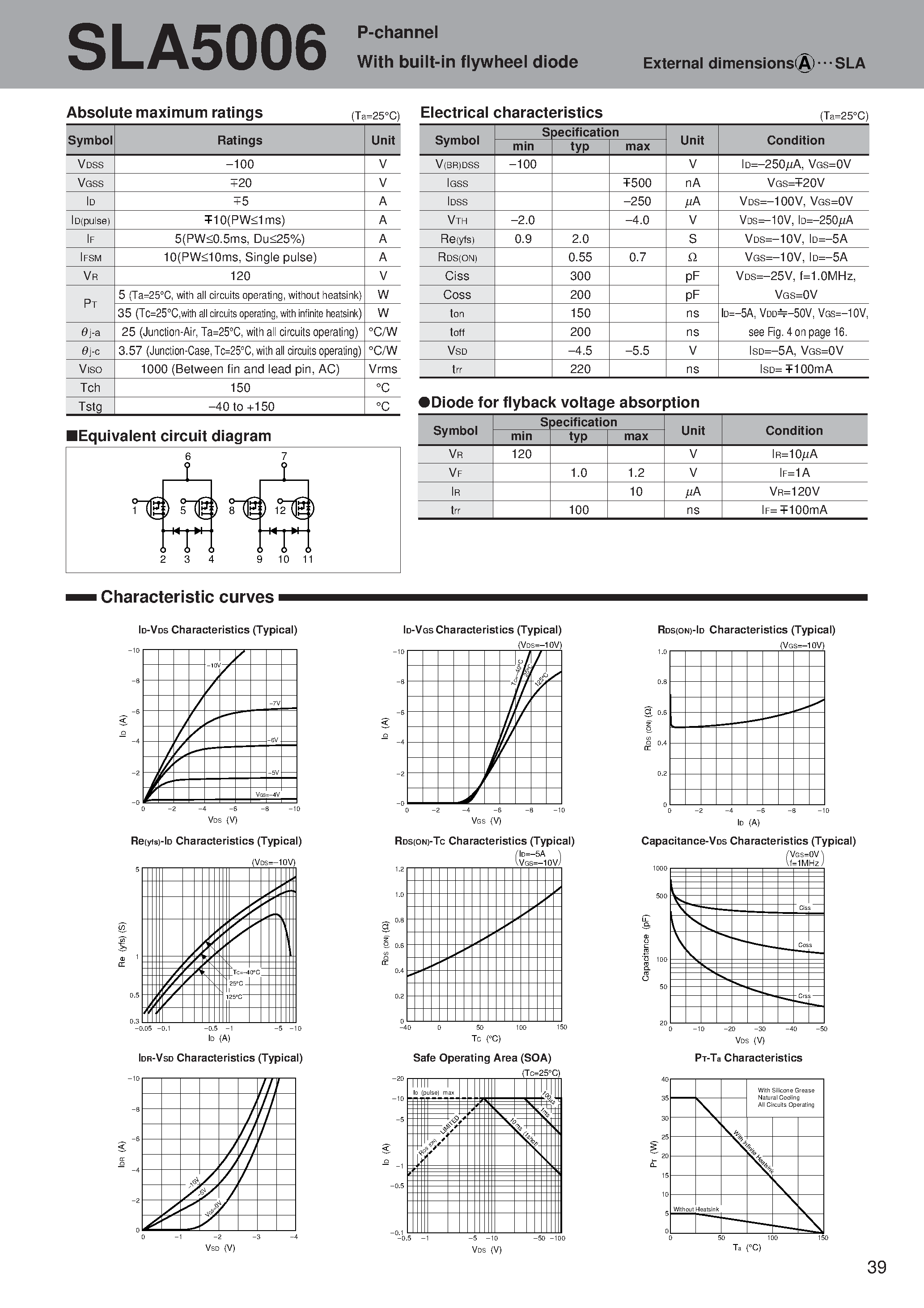 Даташит SLA5006 - P-channel With built-in flywheel diode страница 1