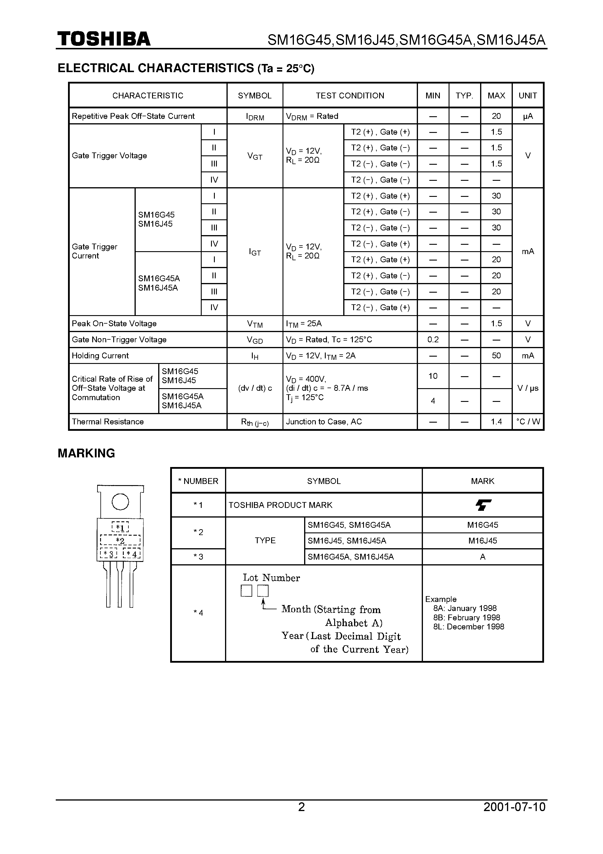 Datasheet SM16G45 - AC POWER CONTROL APPLICATIONS page 2