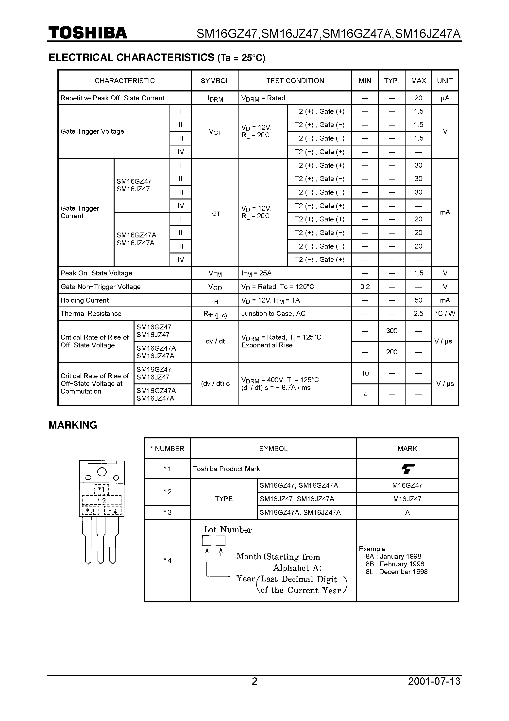 Datasheet SM16GZ47 - AC POWER CONTROL APPLICATIONS page 2