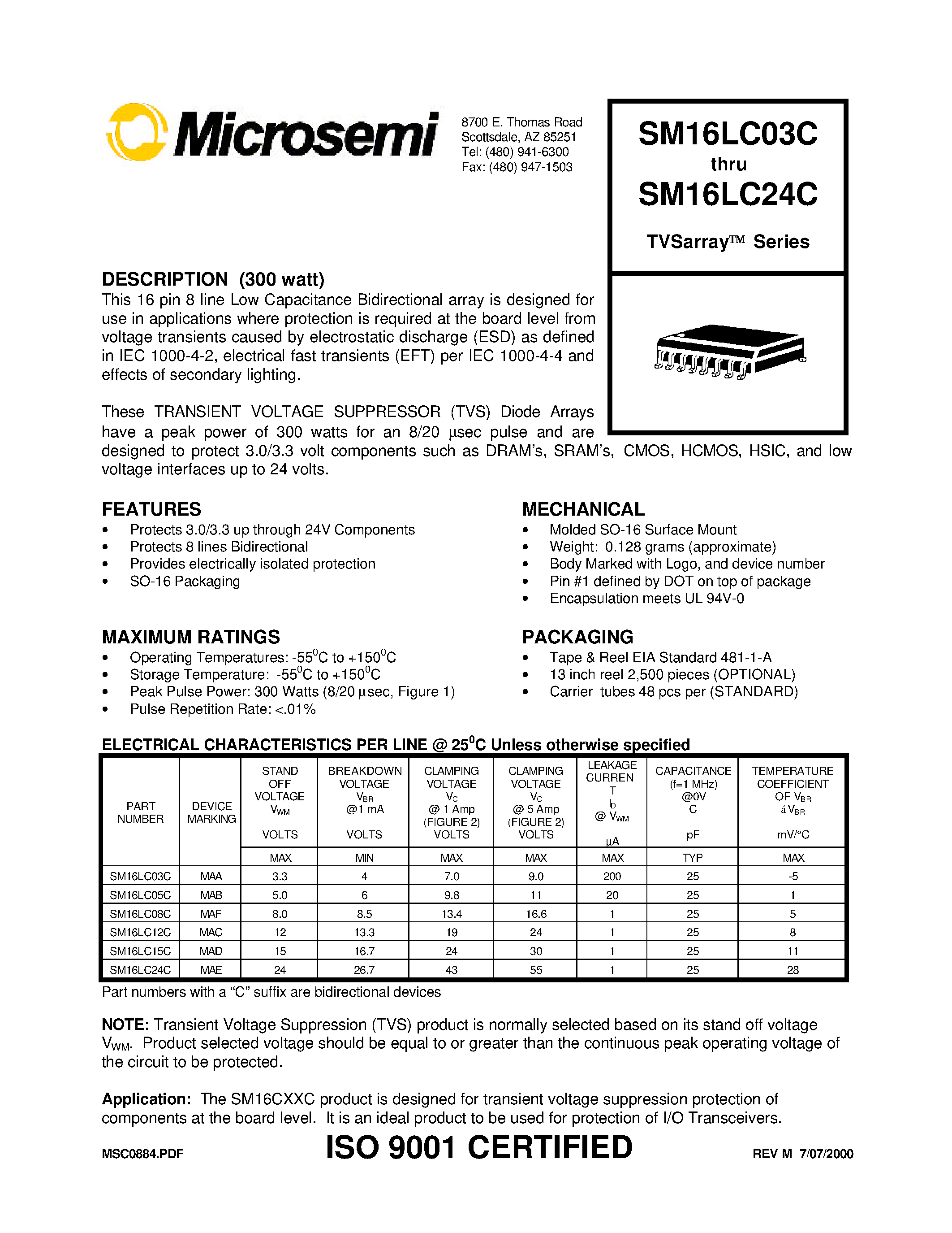 Datasheet SM16LC03C - TVSarray Series page 1