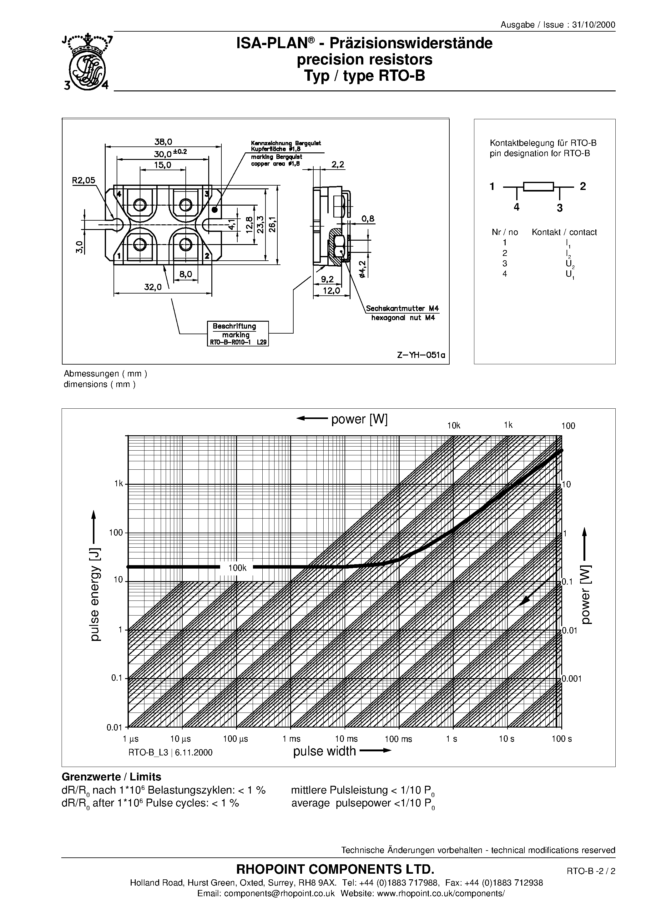 Datasheet RTO-B - precision resistors page 2