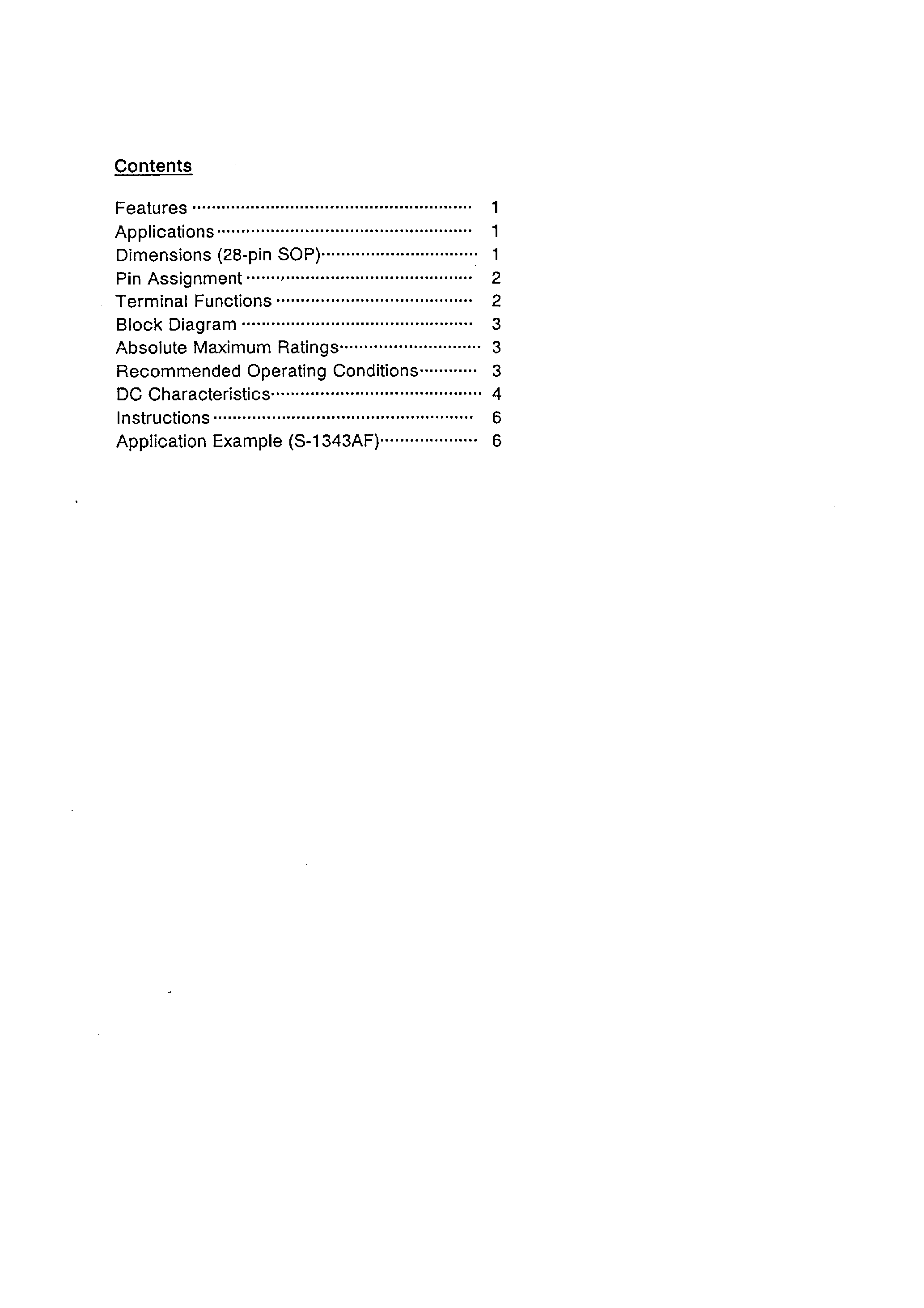 Datasheet S-1343AF - CMOS 4-bit 1-chip MICROCOMPUTER page 1