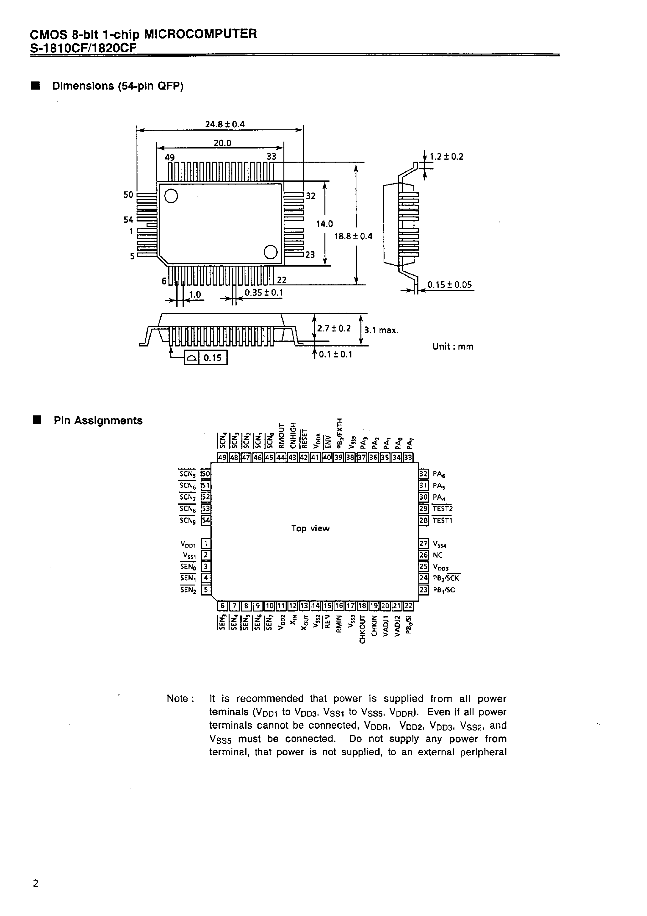 Datasheet S-1810 - CMOS 8-bit 1-chip MICROCOMPUTER page 2