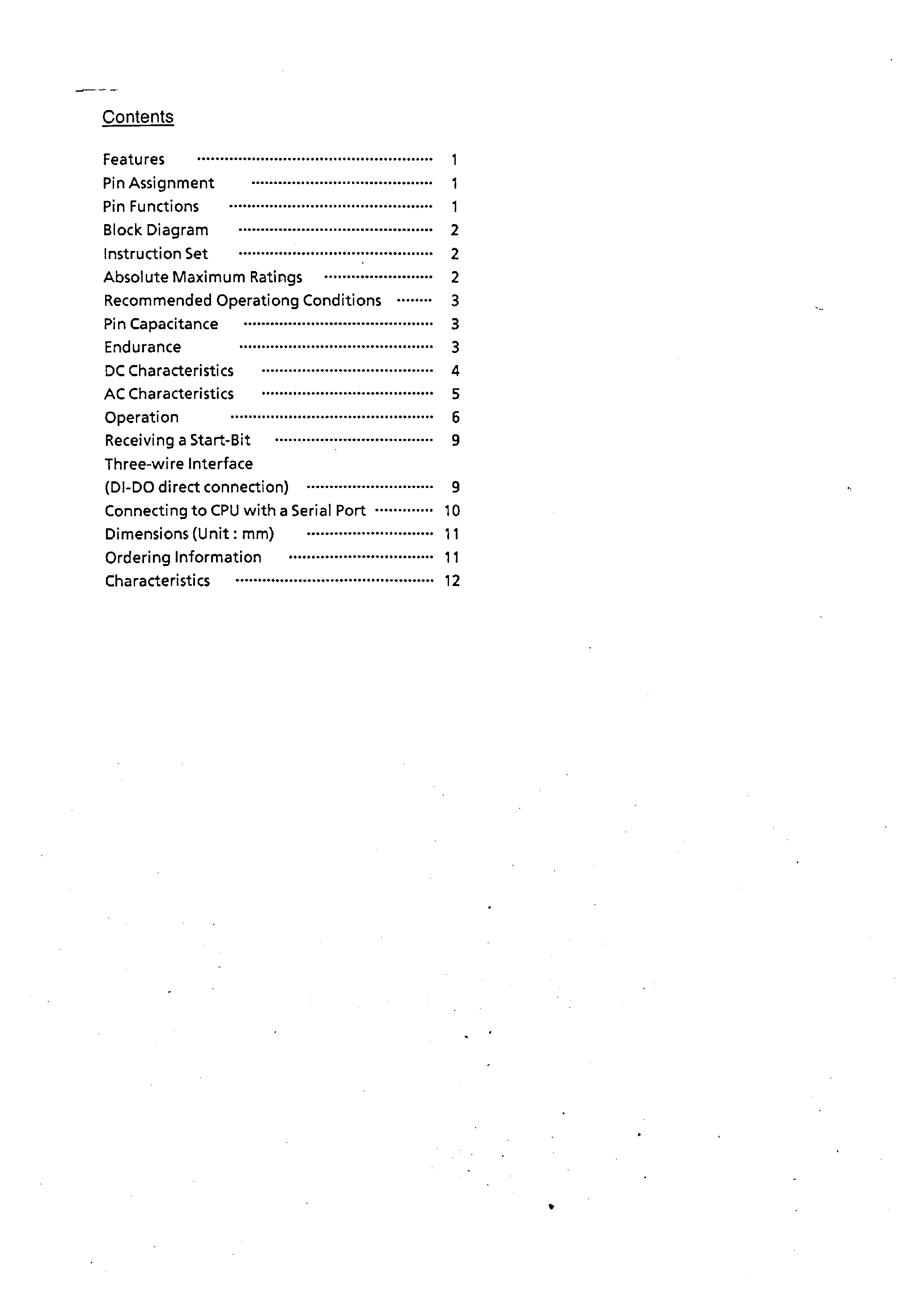 Datasheet S-29190A - CMOS SERIAL EEPROM page 1