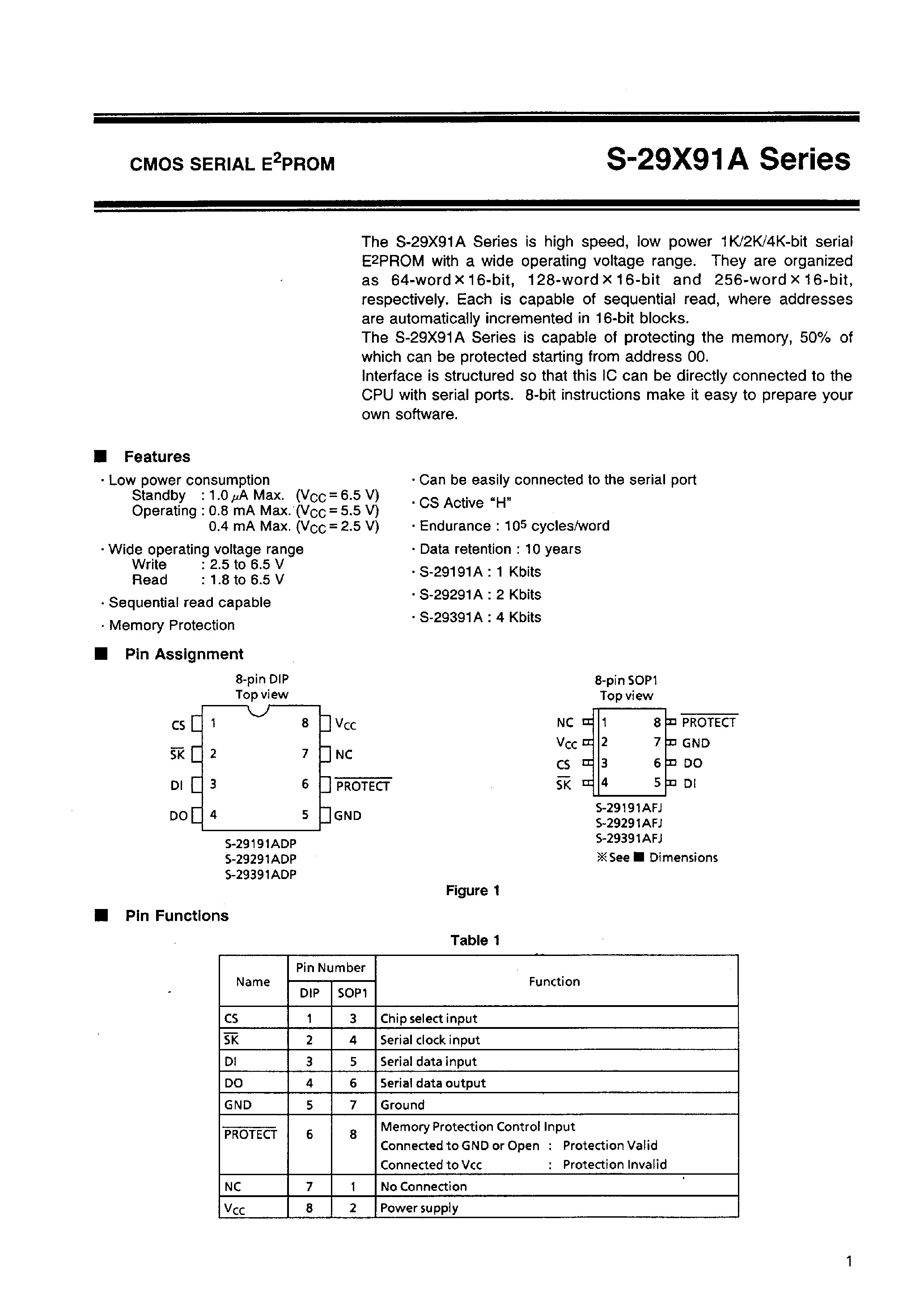 Datasheet S-29291A - CMOS SERIAL EEPROM page 2