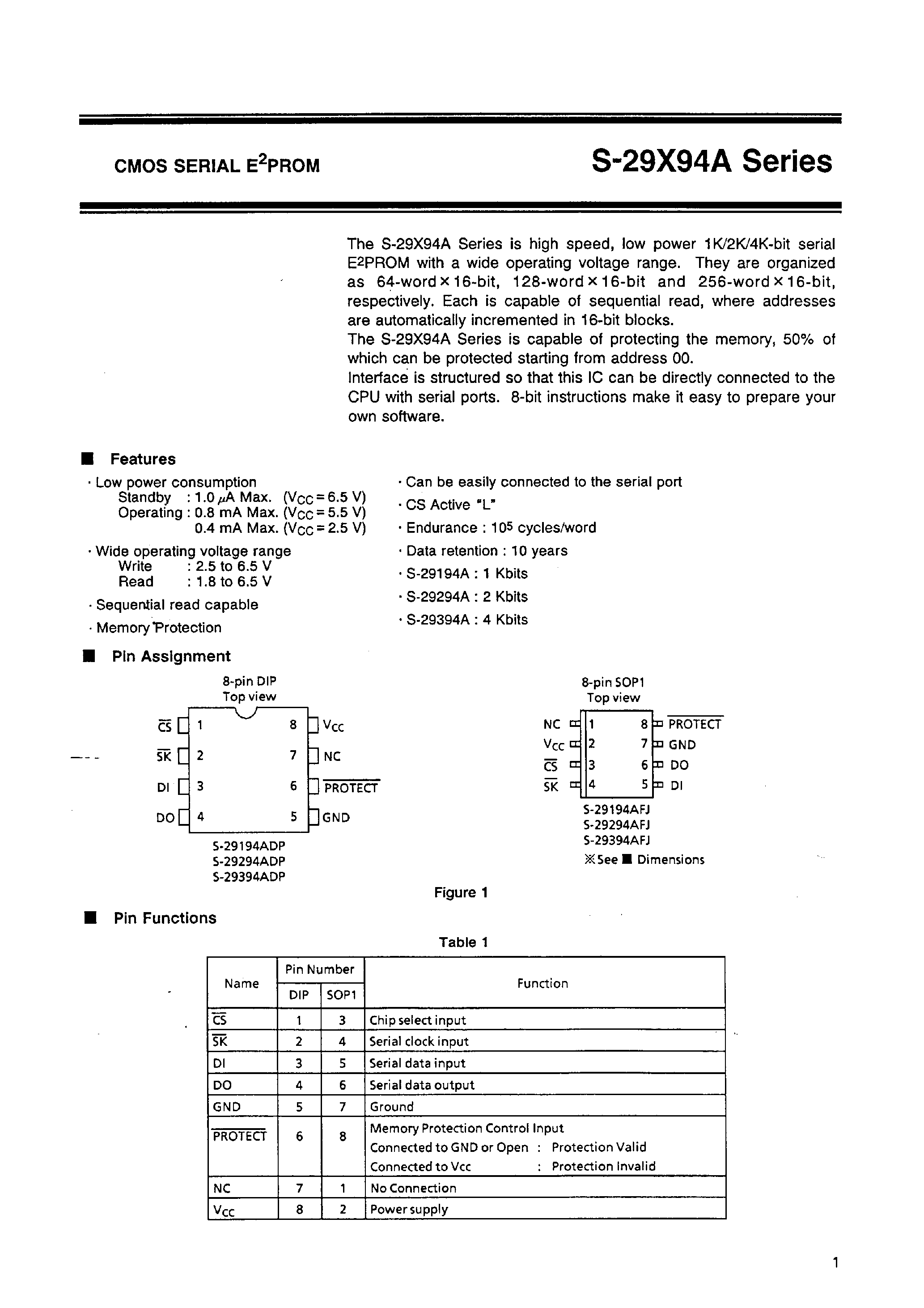 Datasheet S-29294A - CMOS SERIAL EEPROM page 2