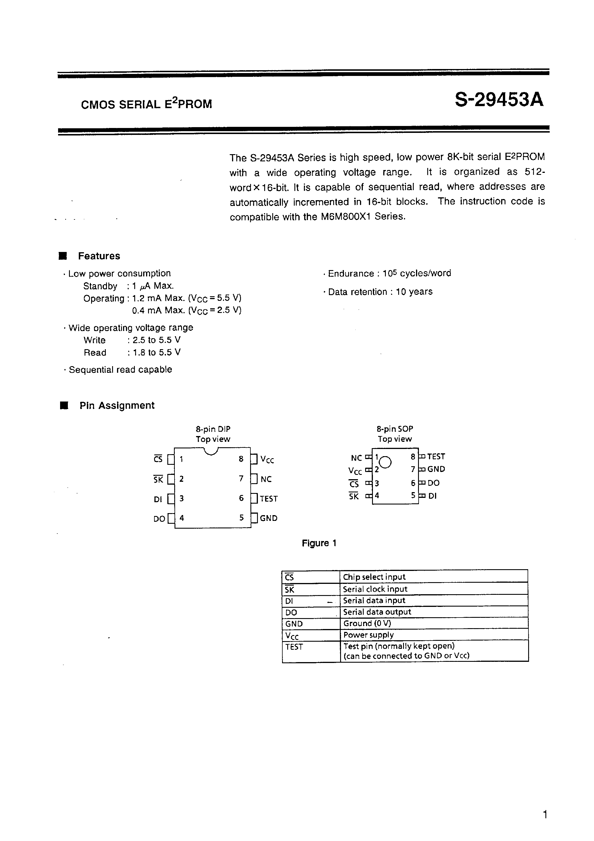 Datasheet S-29453ADP - CMOS SERIAL EEPROM page 2