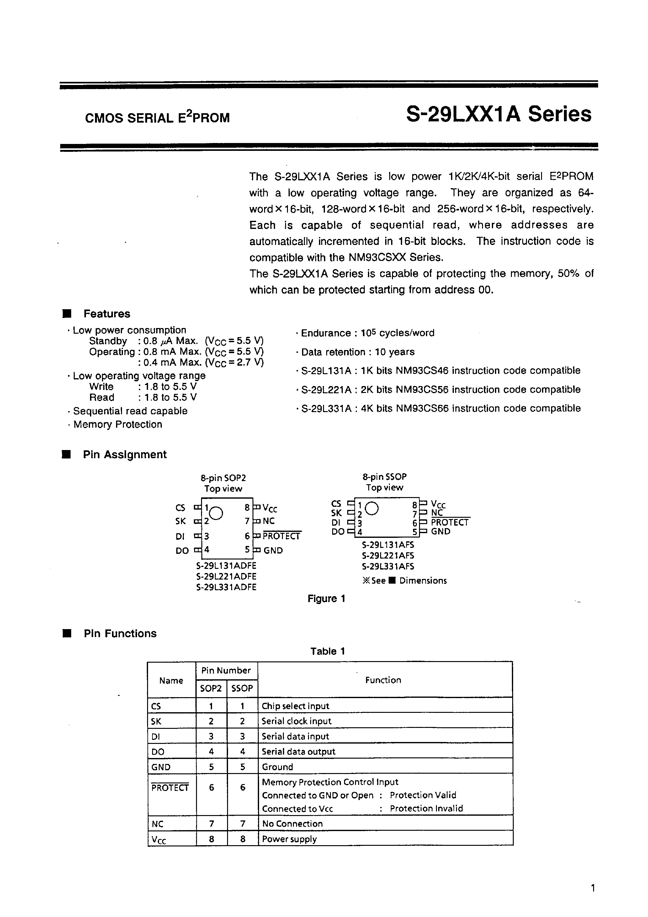 Datasheet S-29L131AFS - CMOS SERIAL EEPROM page 2