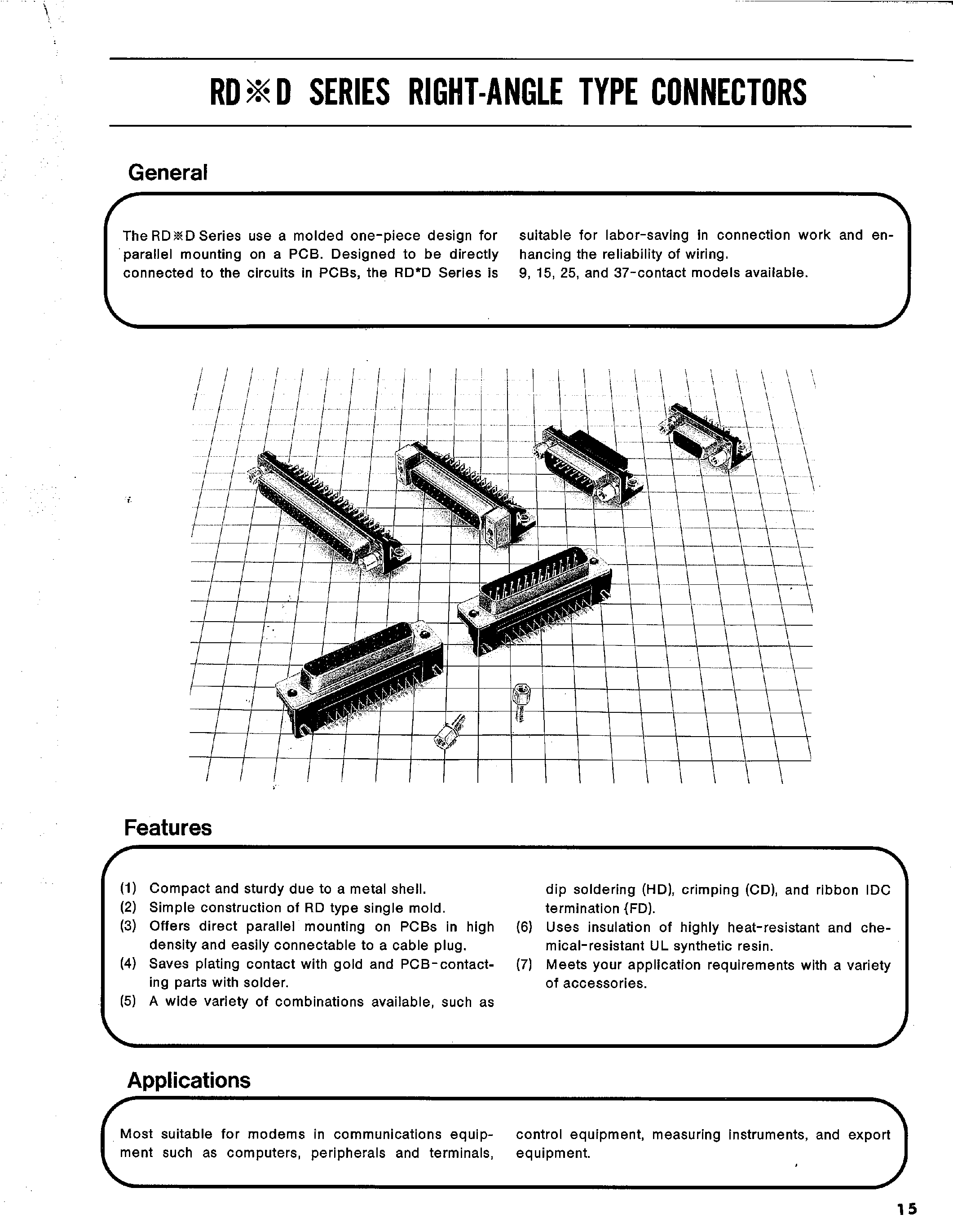 Даташит RDAD-15SLNA(4-40) - RIGHT-ANGLE TYPE CONNECTORS страница 1