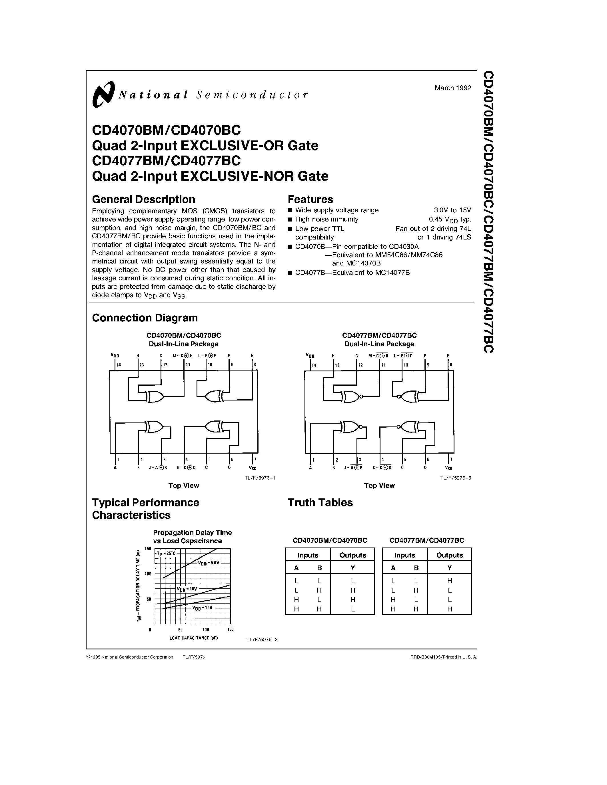 Даташит QD4077BM - Quad 2-Input EXCLUSIVE-OR(NOR) Gate страница 1