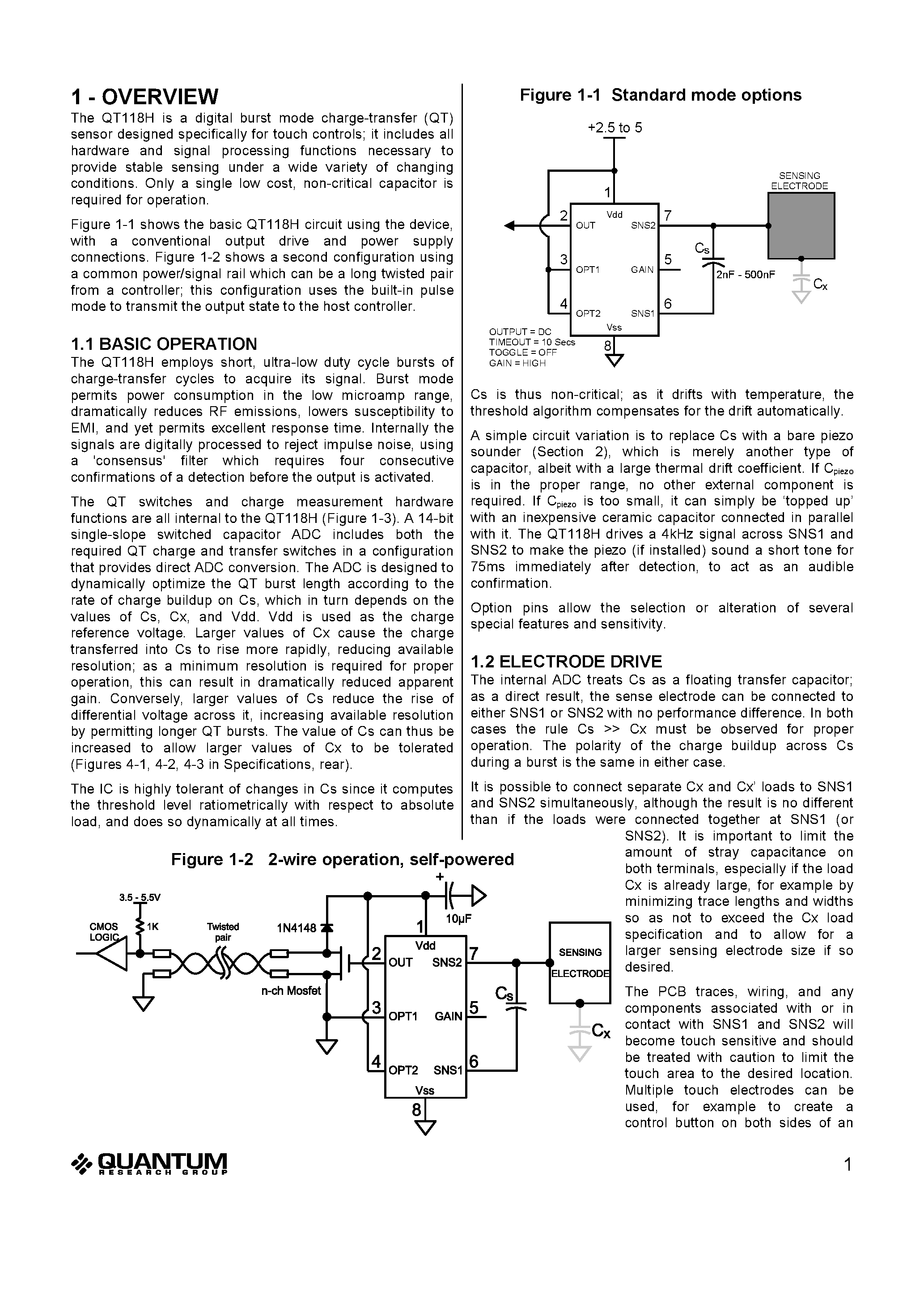 Datasheet QT118H-D - CHARGE-TRANSFER TOUCH SENSOR page 2