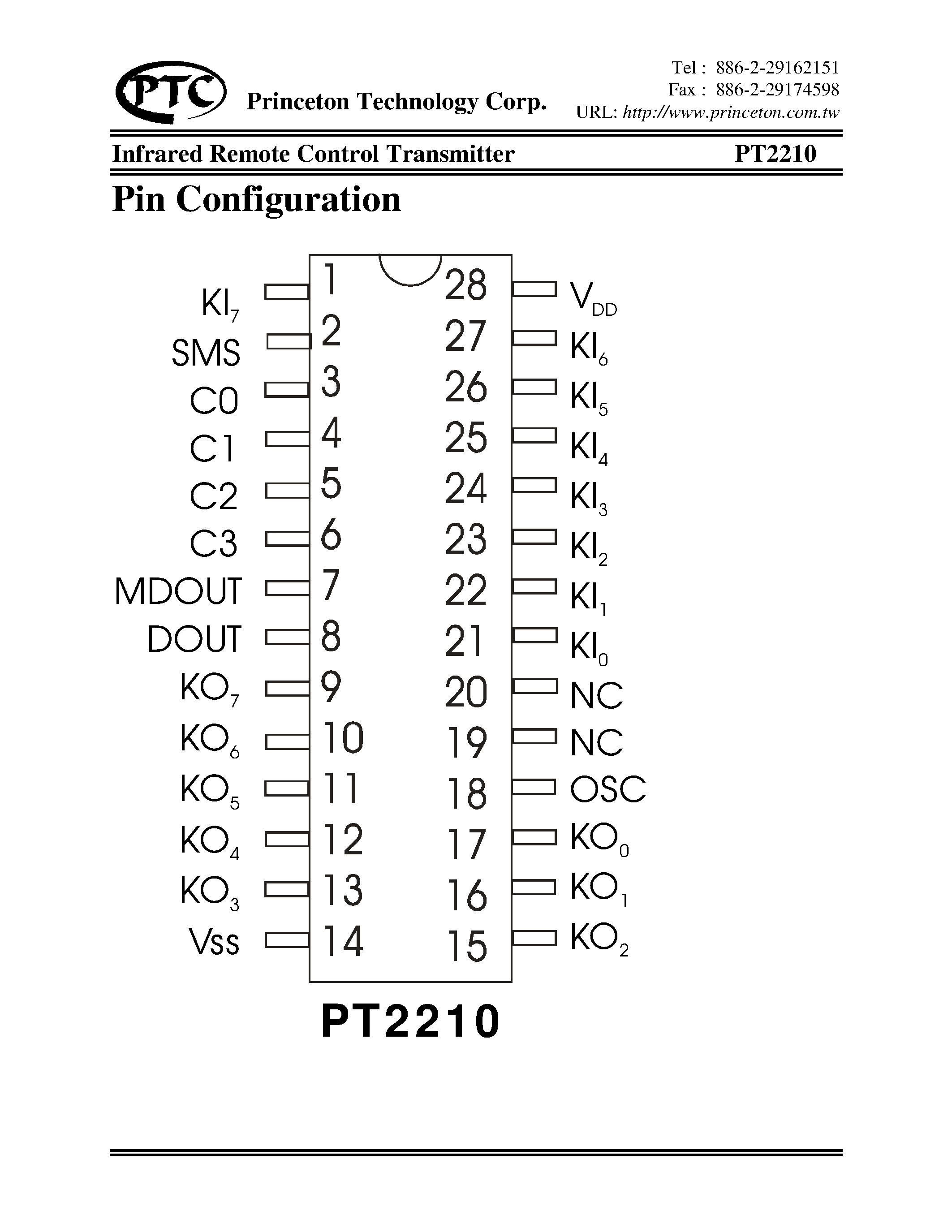 Datasheet PT2210-D - Infrared Remote Control Transmitter page 2