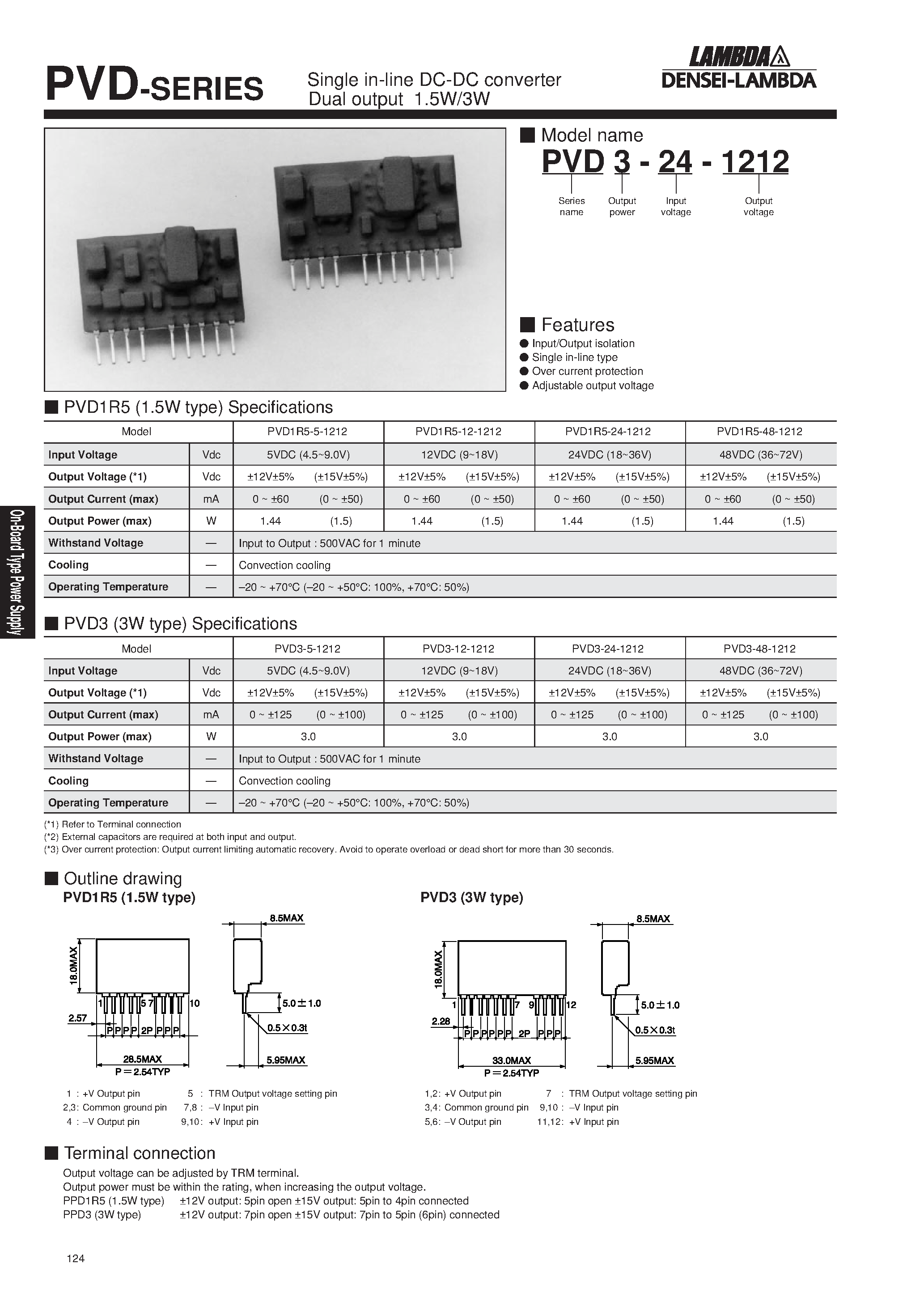 Datasheet PV3-5-5 - Single in-line DC-DC converter Single output 1.5W/3W page 2