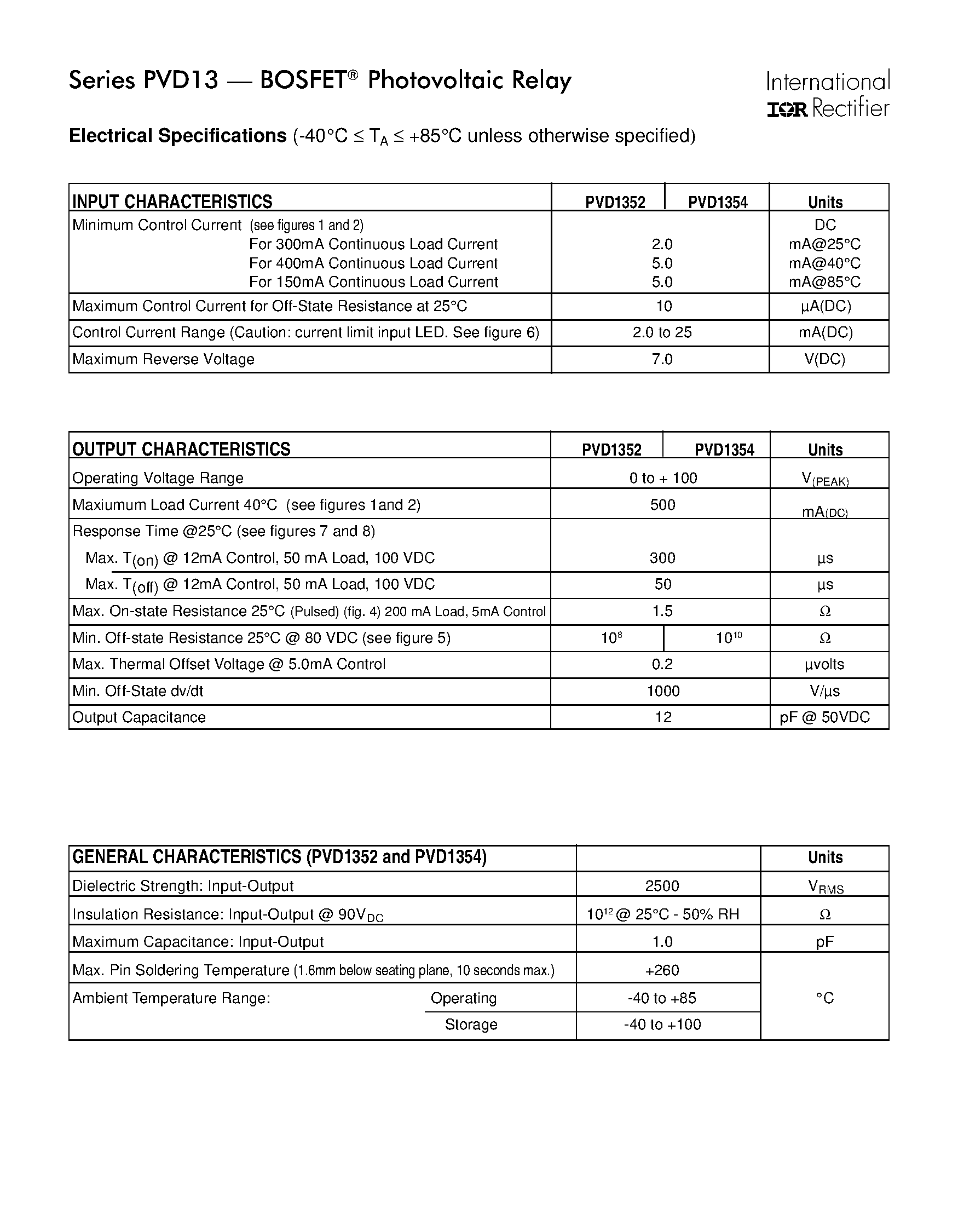 Даташит PVD13 - Photovoltaic Relay Microelectronic Power IC Relay Single-Pole/ 500mA/ 0-100V DC страница 2