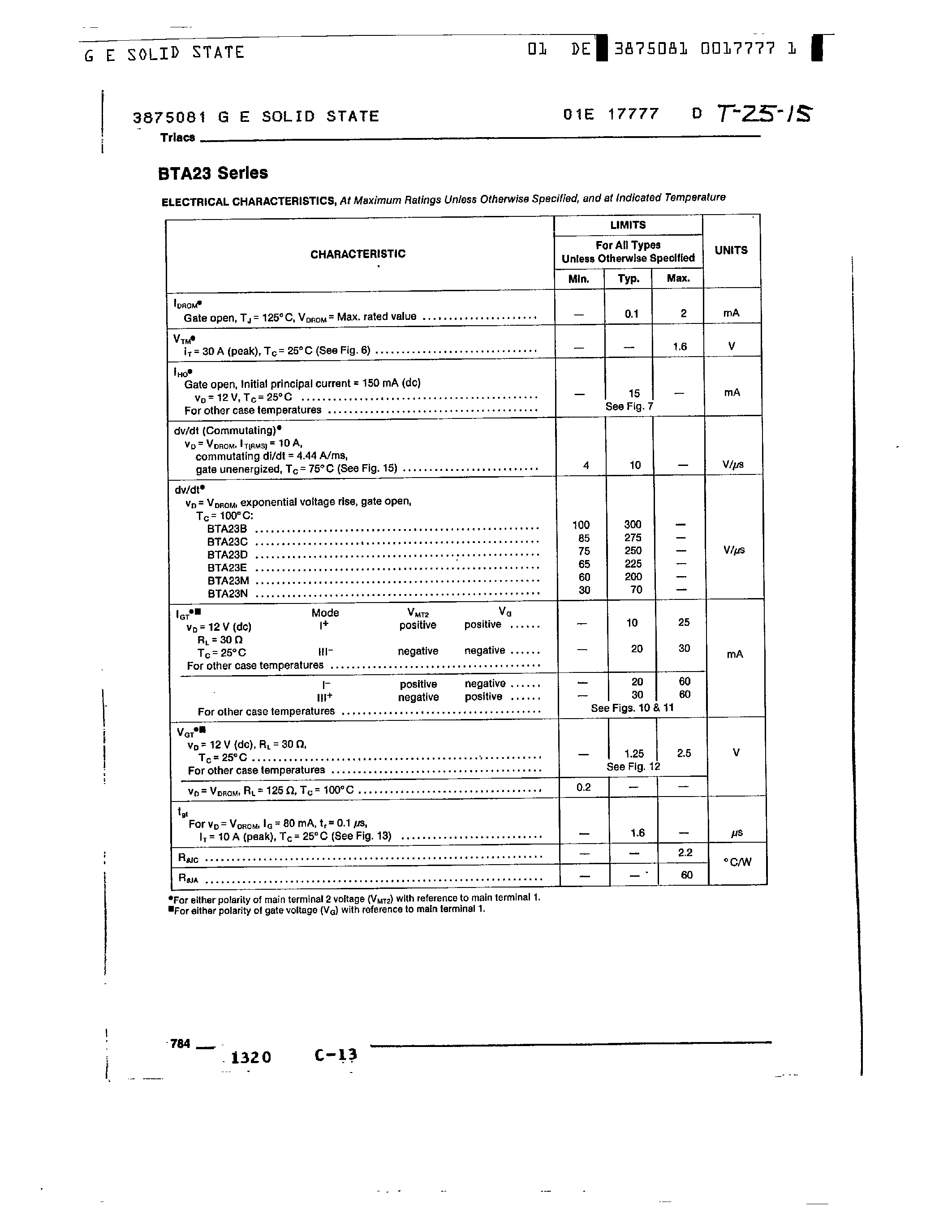 Datasheet BTA23 - 12-A SILICON TRIACS page 2