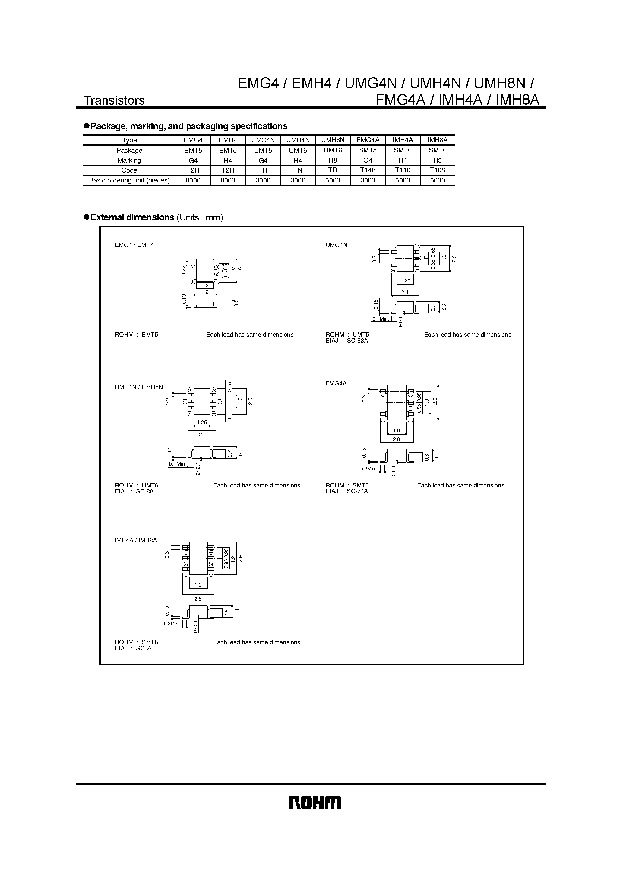 Даташит UMG4N - General purpose (dual digital transistors) страница 2