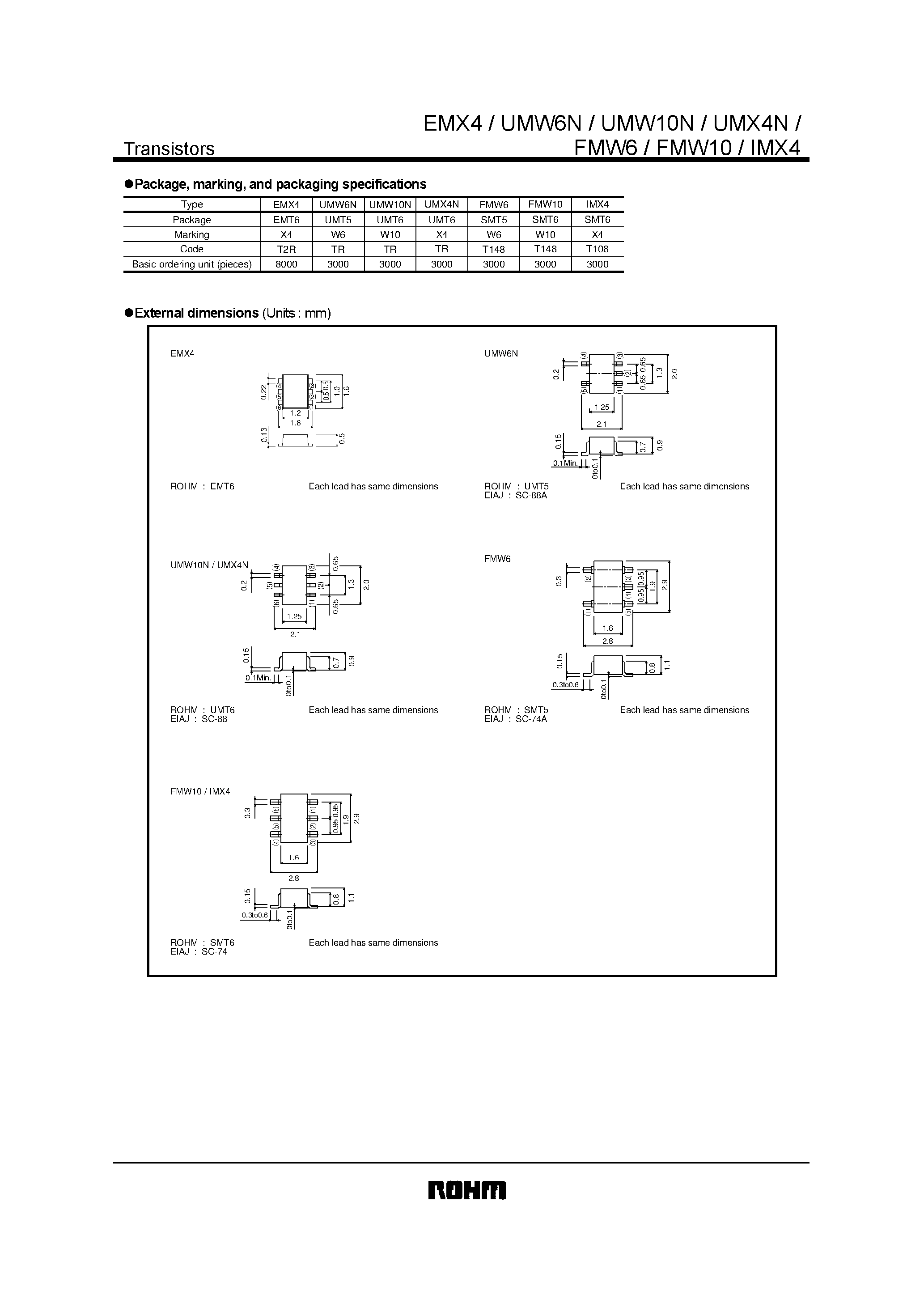 Даташит UMW10N - High transition frequency (dual transistors) страница 2