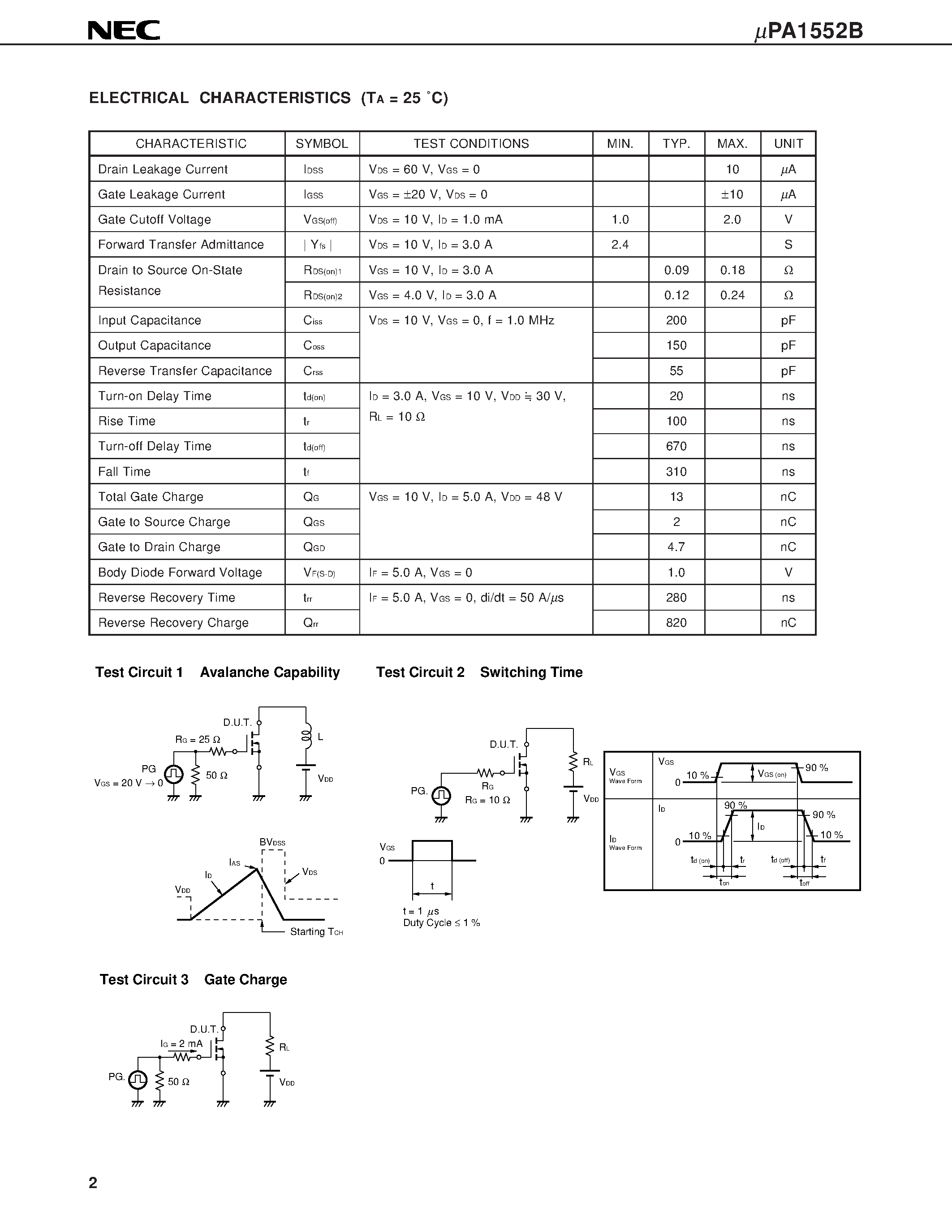 Даташит UPA1552 - N-CHANNEL POWER MOS FET ARRAY SWITCHING USE страница 2