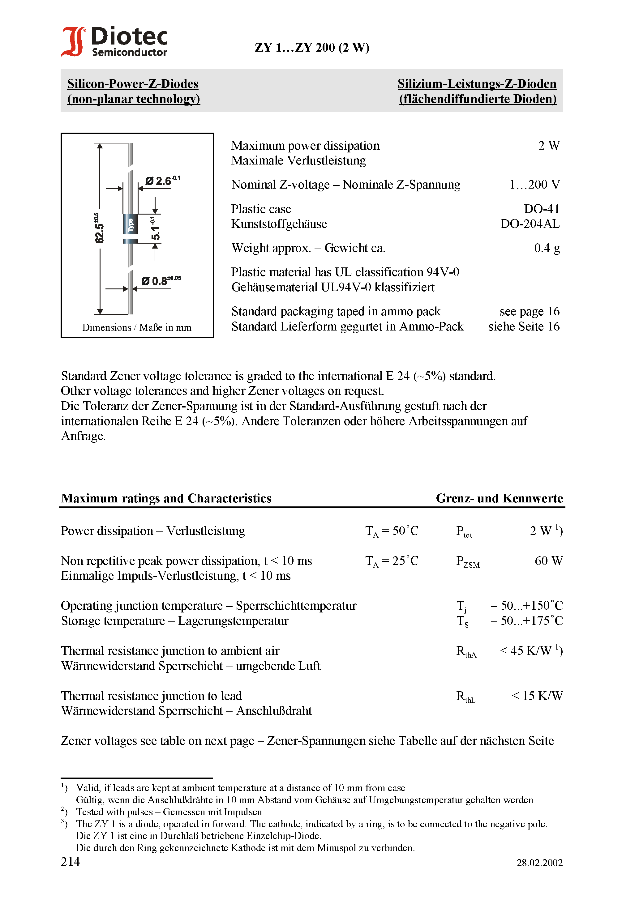 Datasheet ZY1 - Silicon-Power-Z-Diodes (non-planar technology) page 1