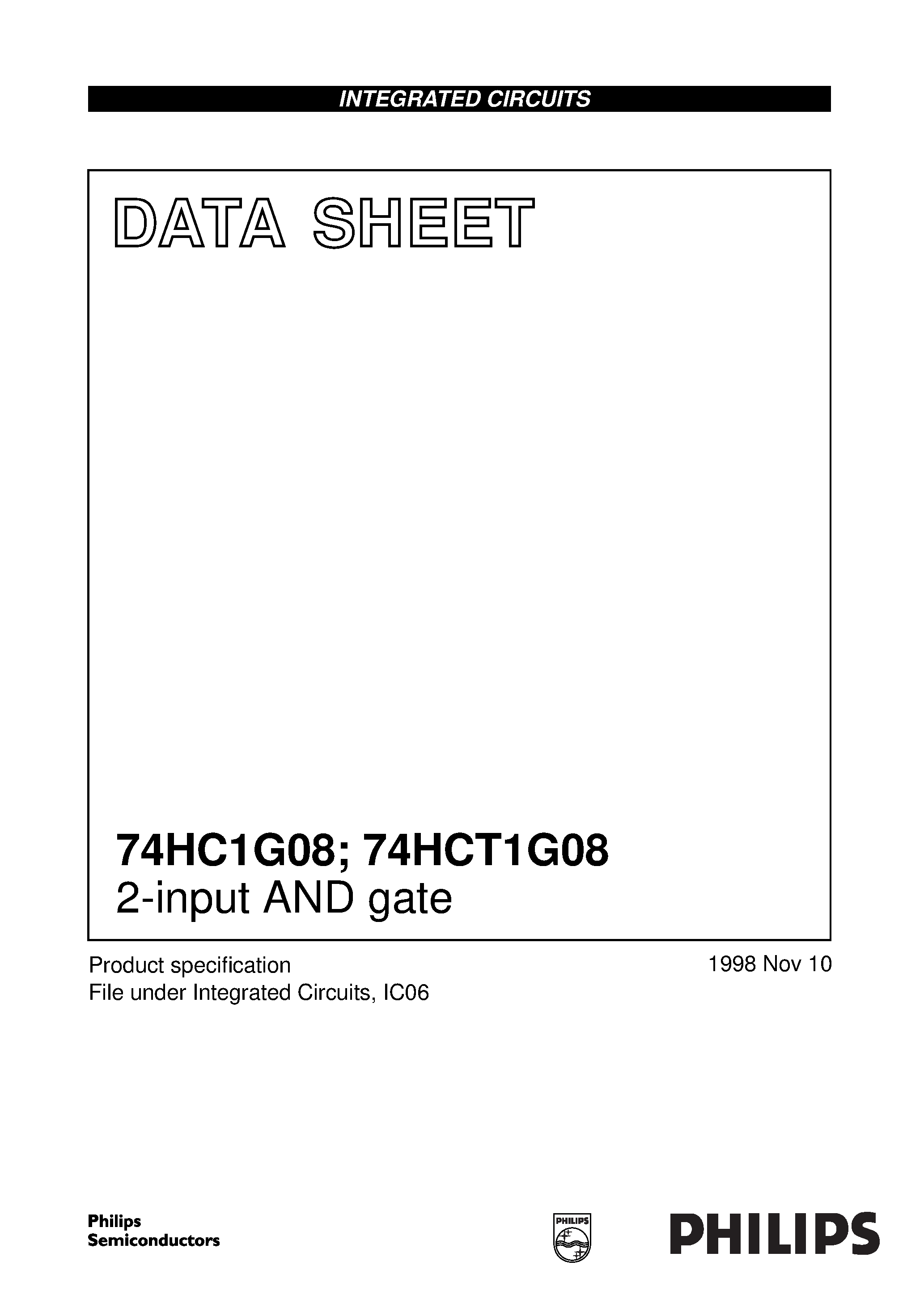 Datasheet 74HCT1G08 - 2-input AND gate page 1