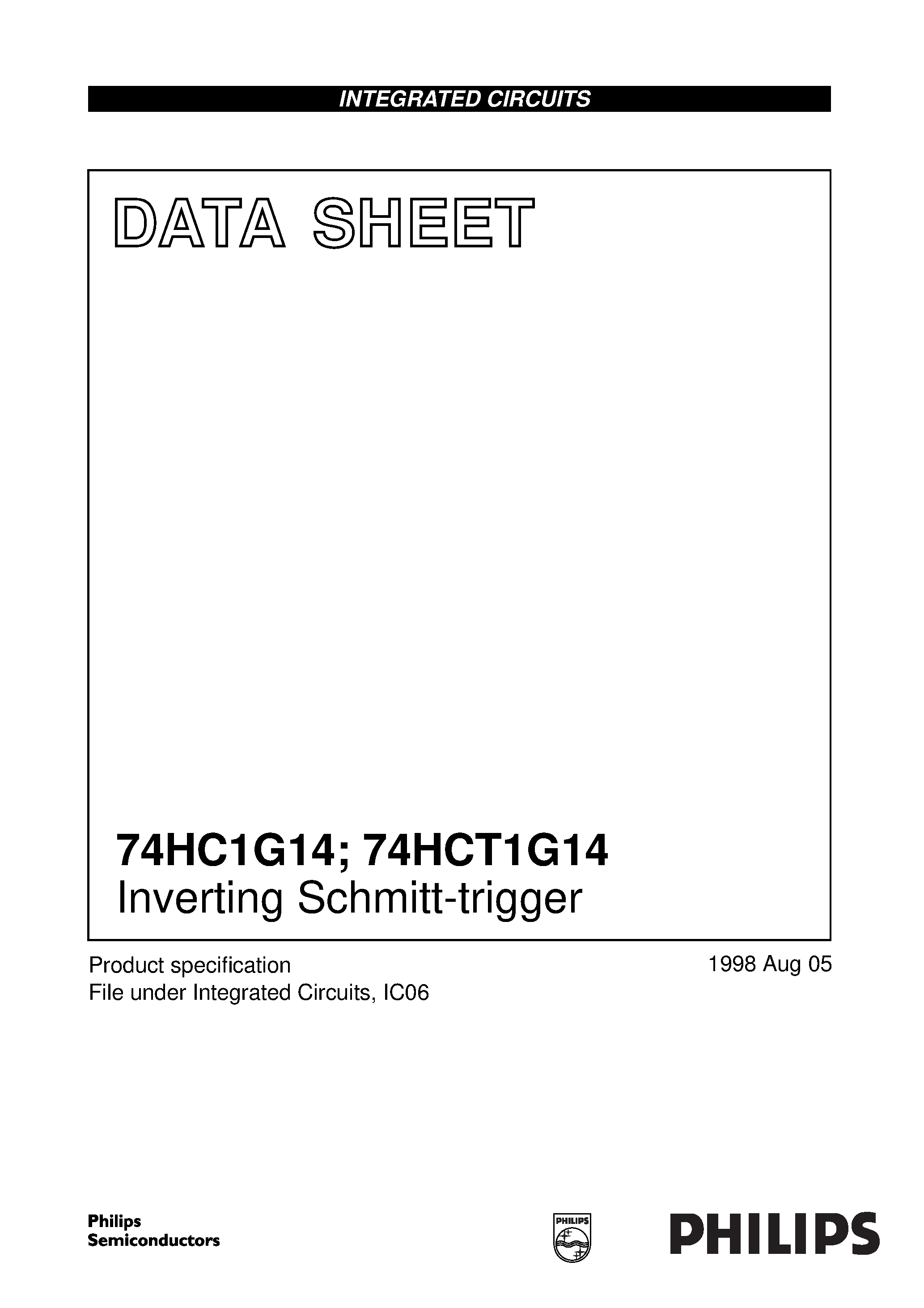 Datasheet 74HCT1G14 - Inverting Schmitt-trigger page 1