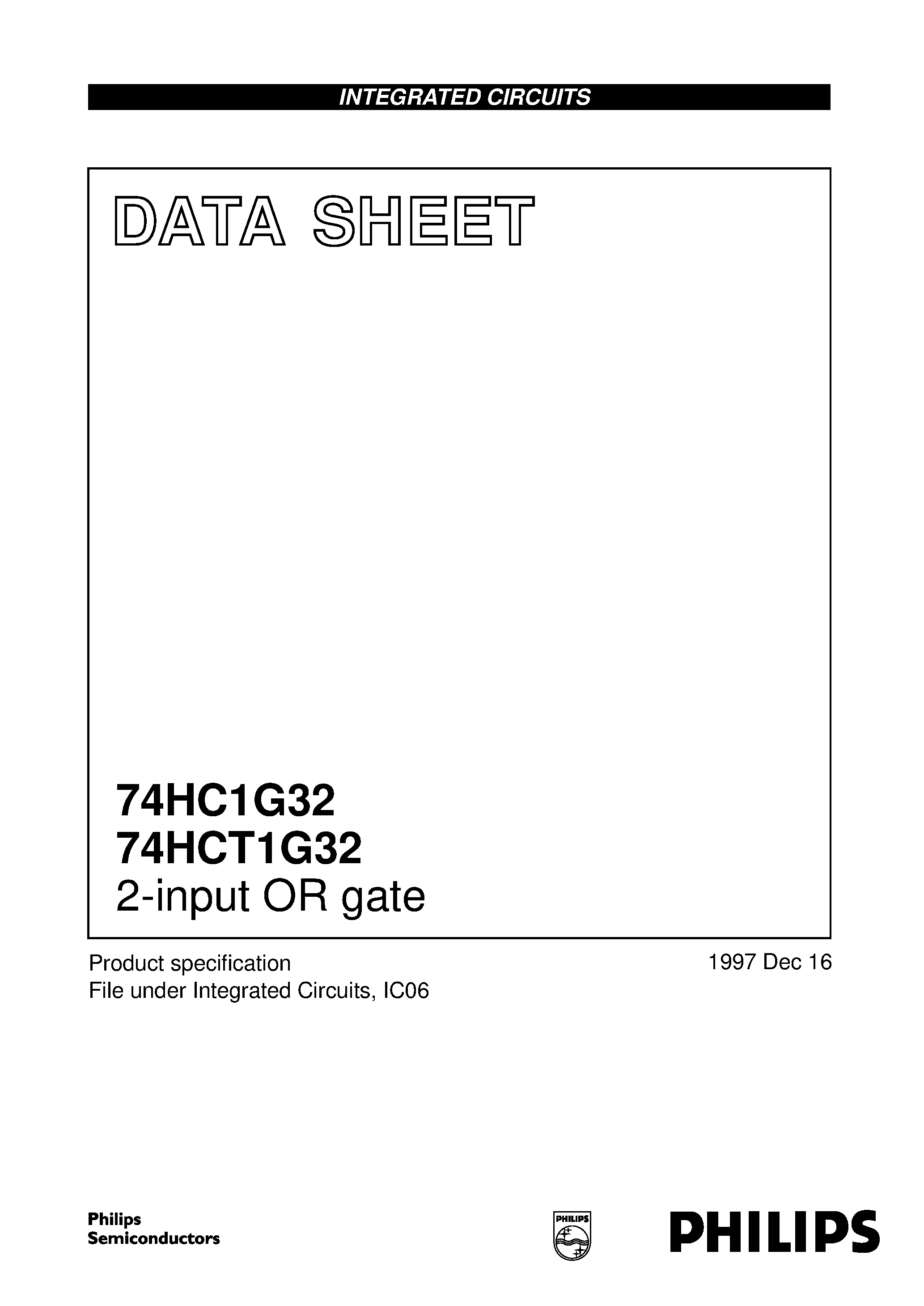 Datasheet 74HCT1G32 - 2-input OR gate page 1