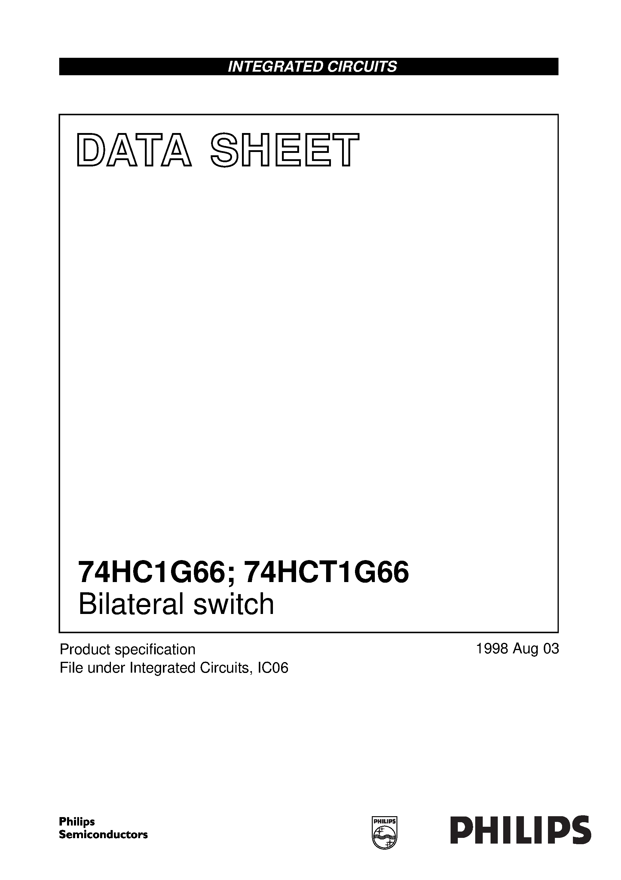 Datasheet 74HCT1G66 - Bilateral switch page 1