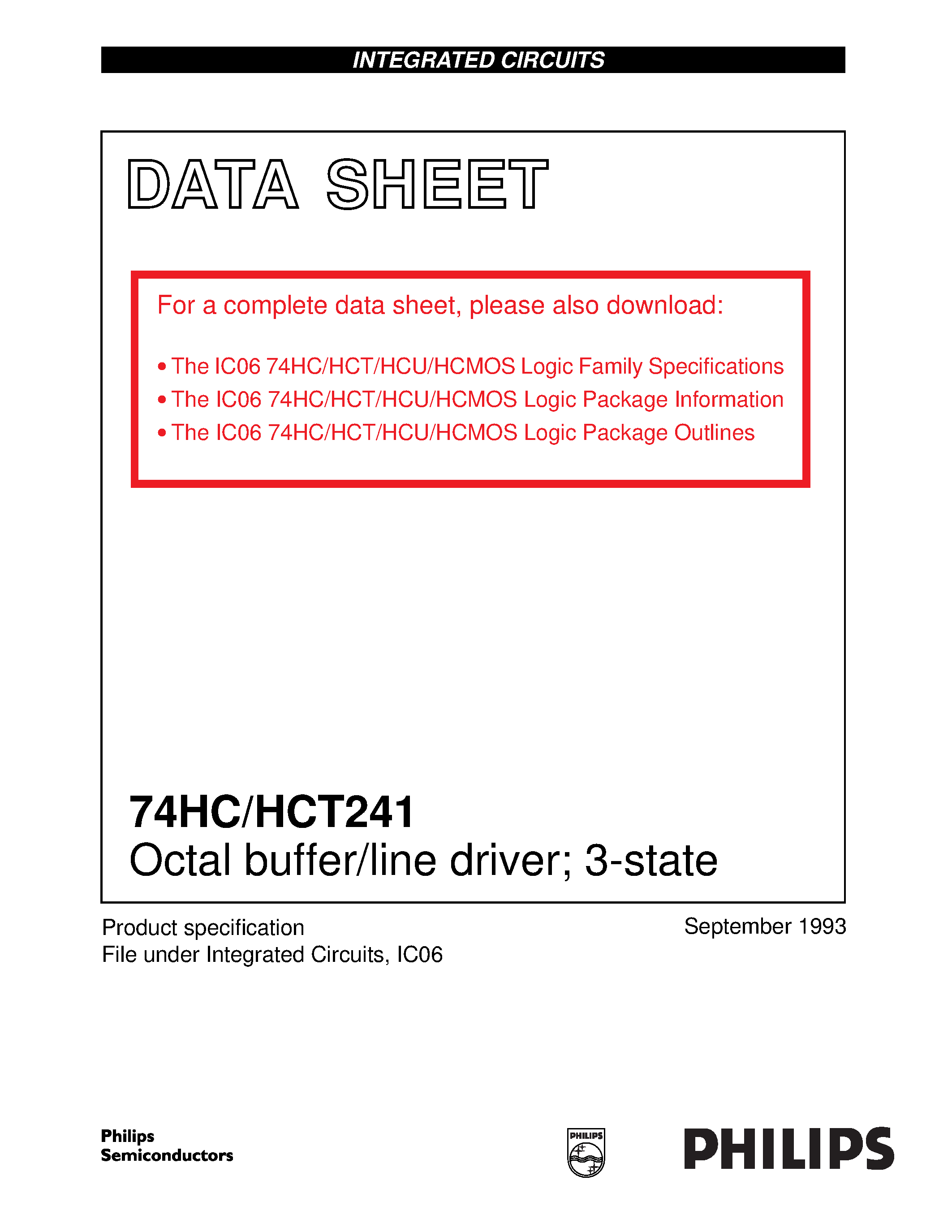 Datasheet 74HCT241 - Octal buffer/line driver; 3-state page 1