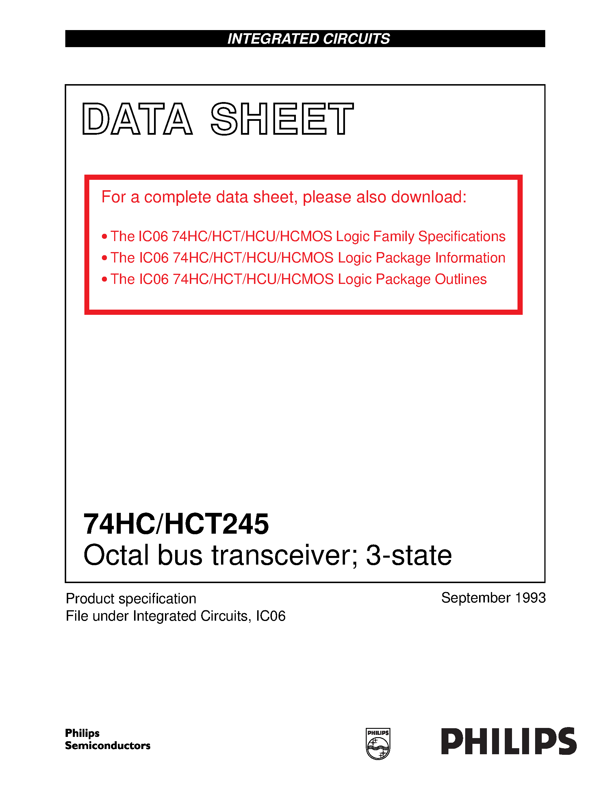 Datasheet 74HCT245 - Octal bus transceiver; 3-state page 1