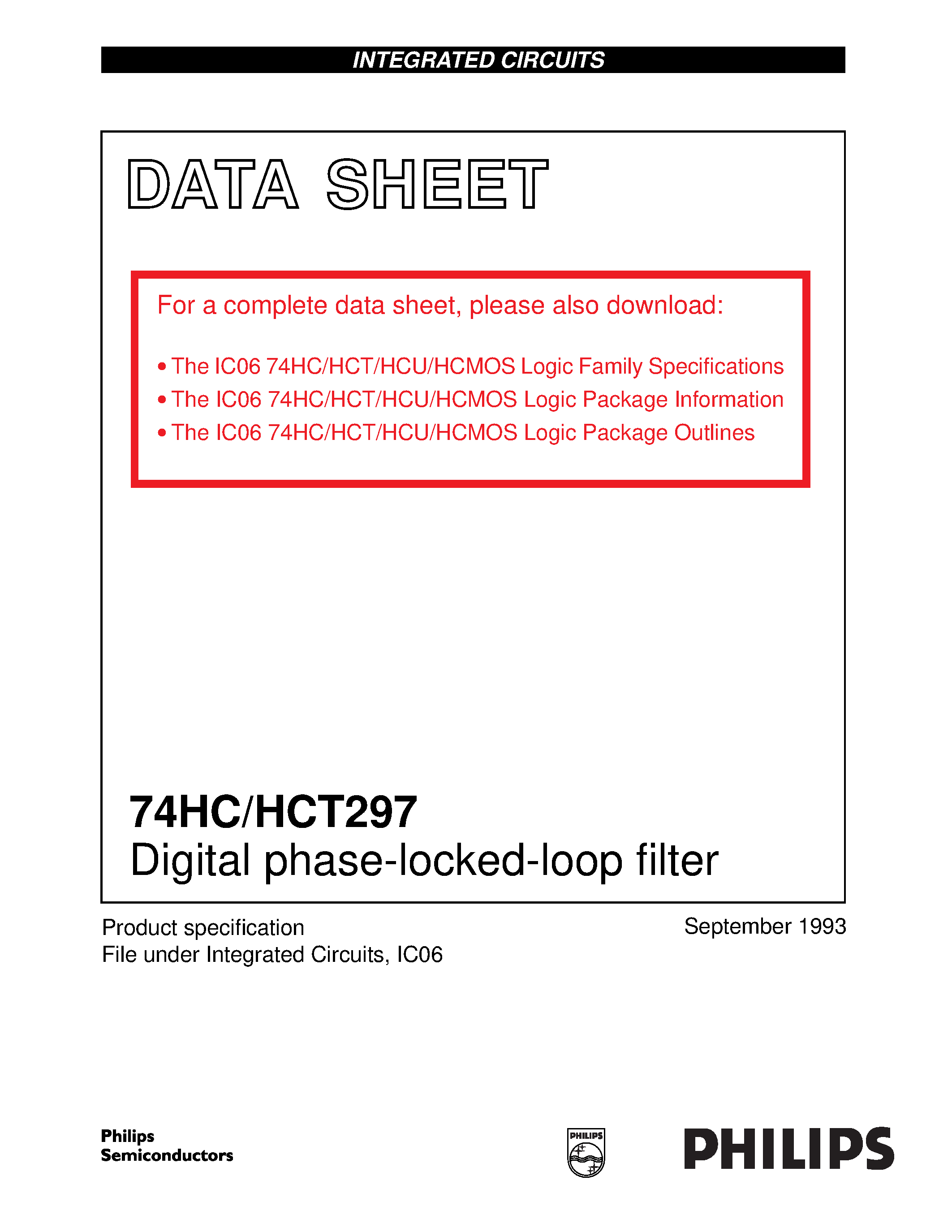 Даташит 74HCT297 - Digital phase-locked-loop filter страница 1