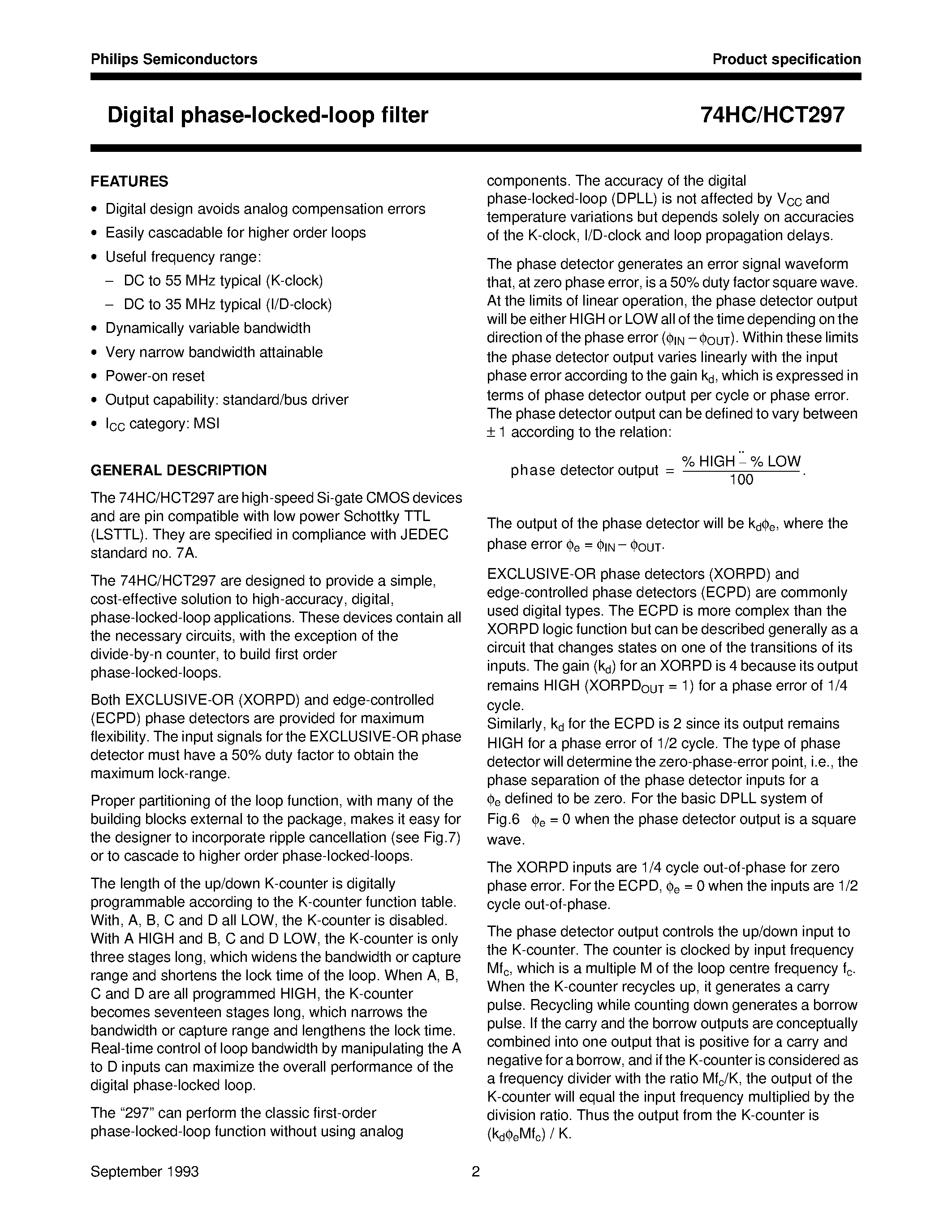 Даташит 74HCT297 - Digital phase-locked-loop filter страница 2